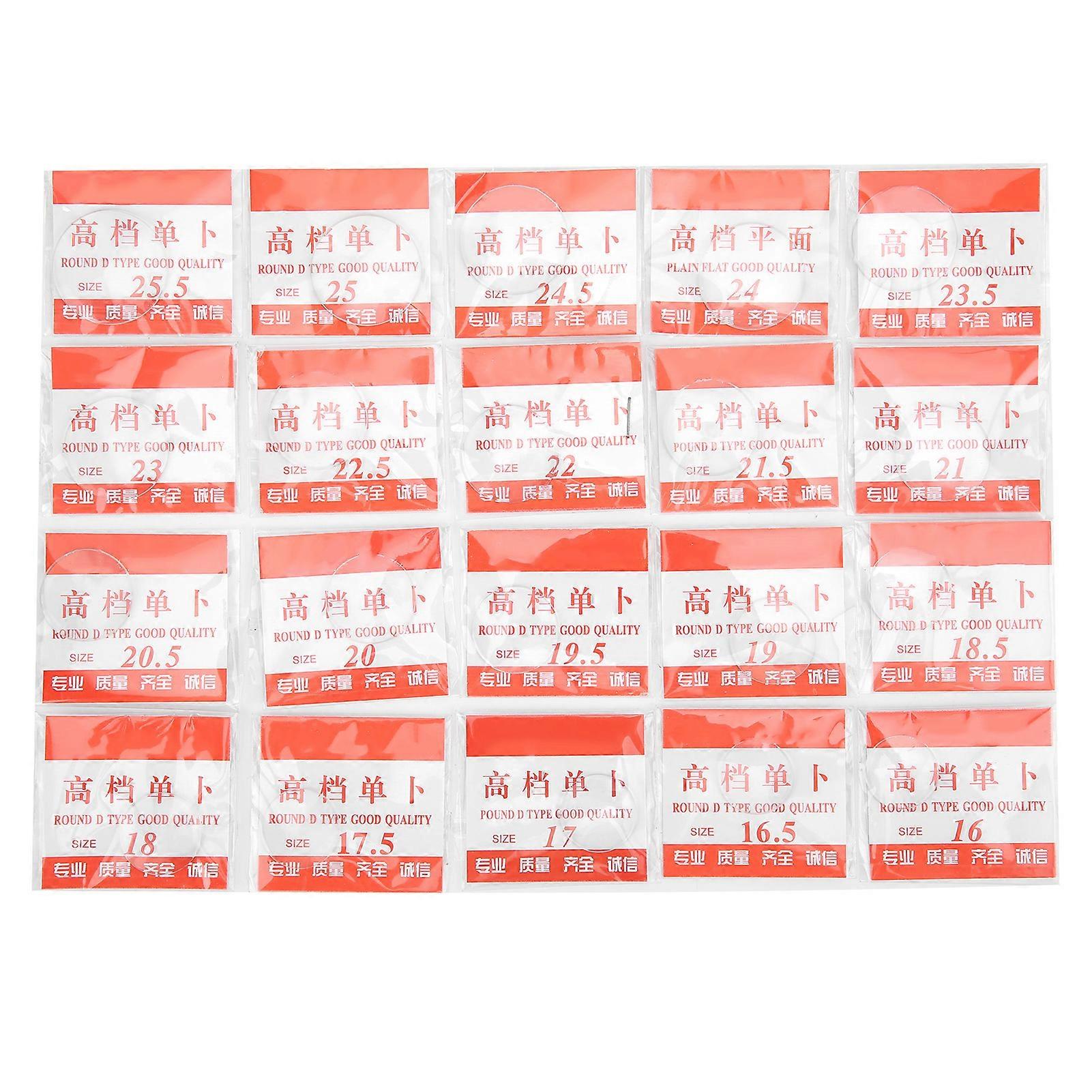 20Pcs Watch Glass Lens Mineral Convex Surface Flat Back Measuring Cup Lid 16‑25.5mm