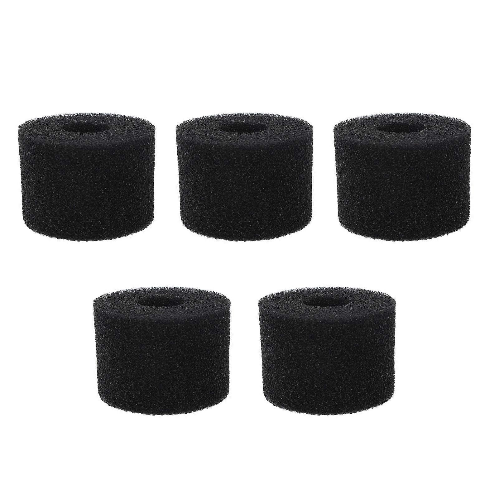 5PCS Pool Filter PU Sponge Black Reusable Washable Cylindrical Simming Filter Foam for Pool Pump