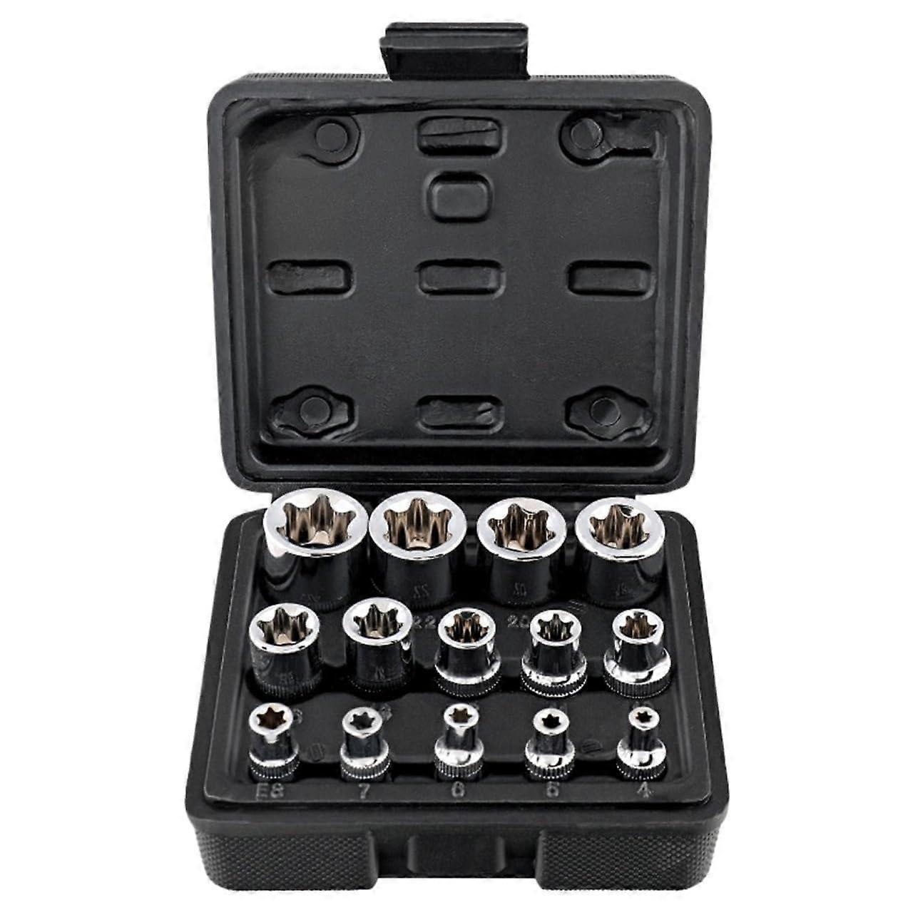 14Piece Tool Set, Socket Wrench Set, General Household Hand Tool Kit with Storage Case, Tool Box 13x11.5x6cm Black