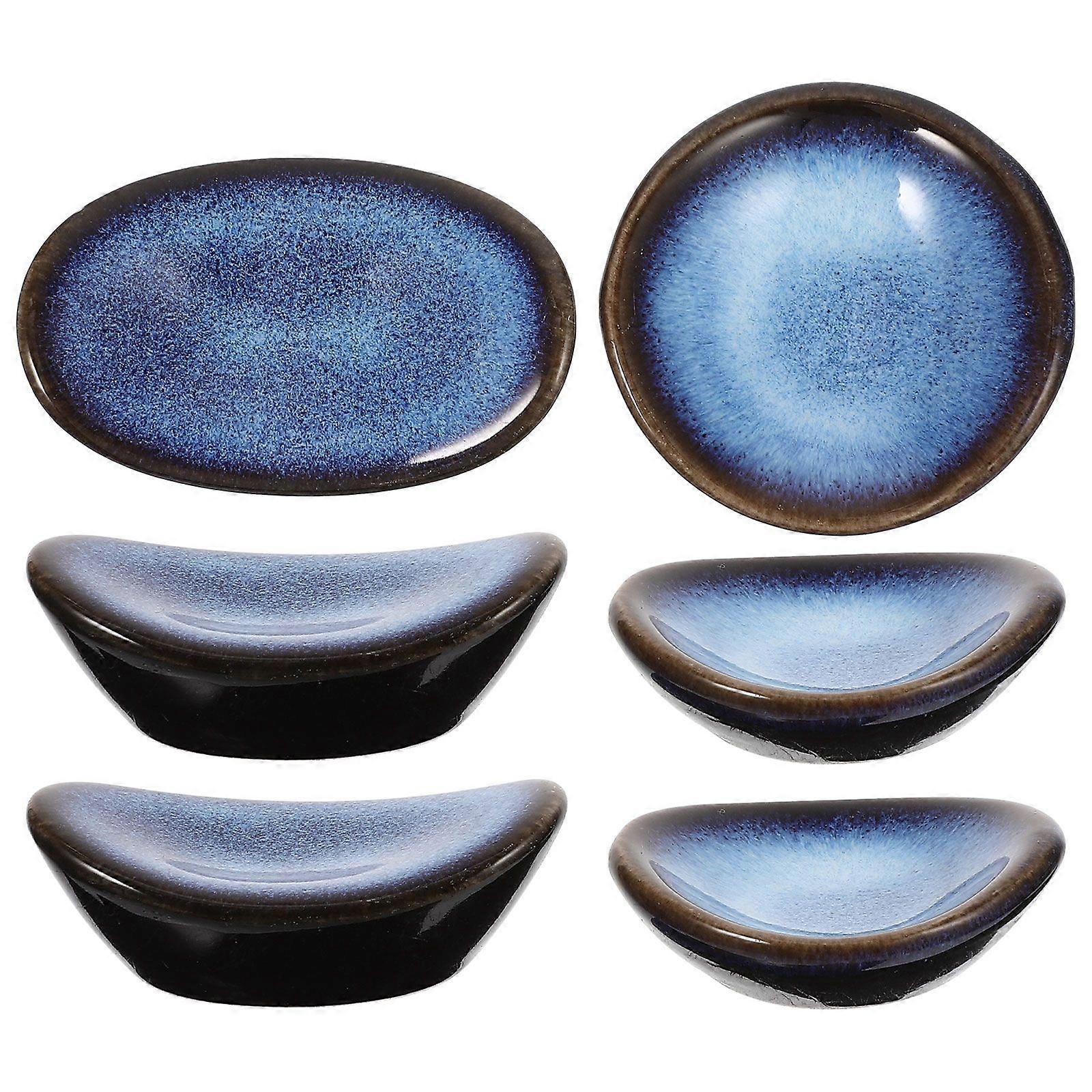 6pcs Ceramic Chopstick Rests Porcelain Chopsticks Holders Spoons Rests Holders