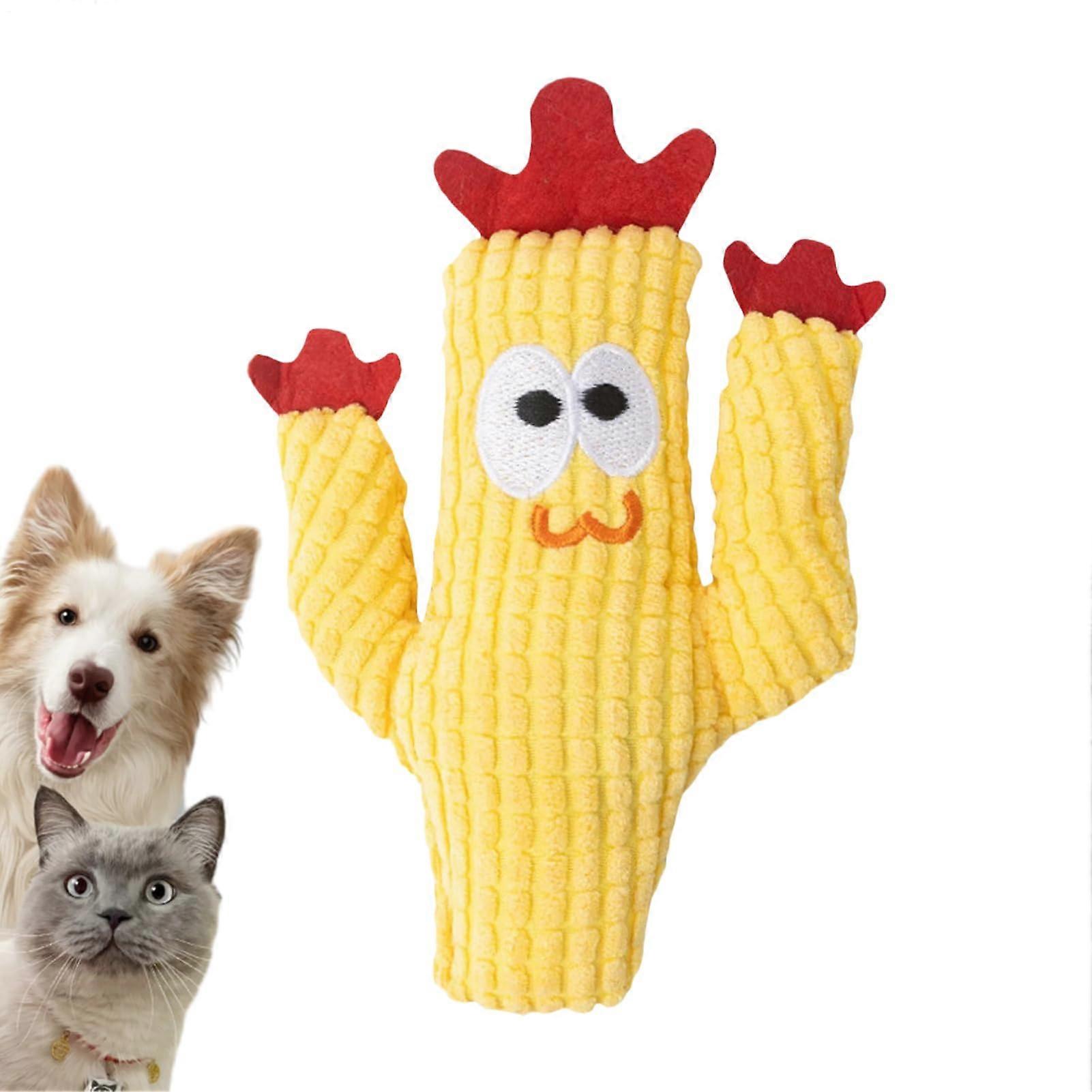 Kitten Chew Toy Cat Teething Toy, Cactus Plush Pillow Teething Aid Soothing for Furniture and Home, Yellow