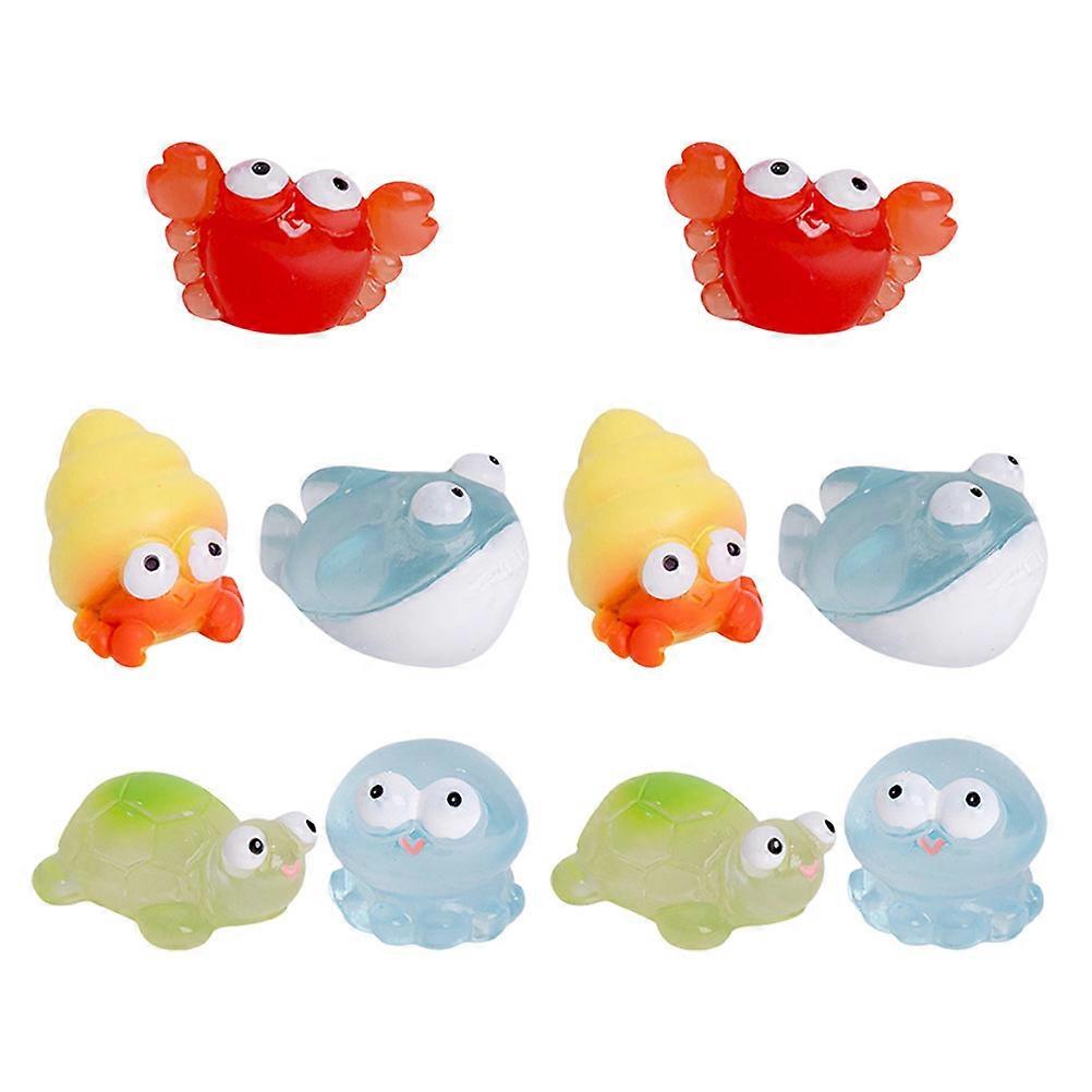 10pcs Mini Animal Figurines – Beach Scene Decor with Crabs, Turtles, Jellyfish & Sharks – Ideal for Micro Landscapes, Ornaments & Fish Tank