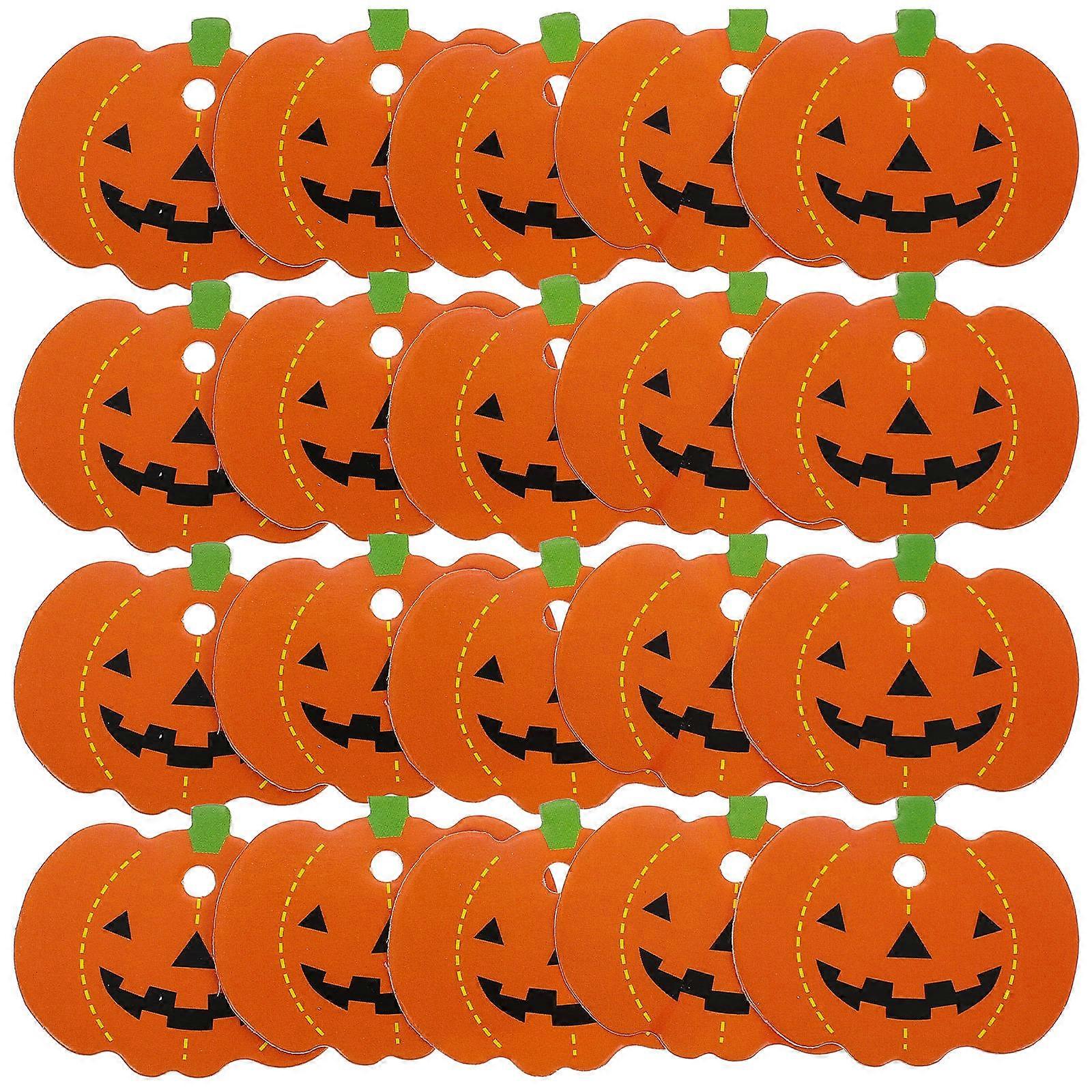 Halloween Pumpkin Hanging Tags, 100pcs Kraft Paper Decorative Labels with Pre Cut Holes for Party, Festival & Wrapping – Chic Design Easy to Hang