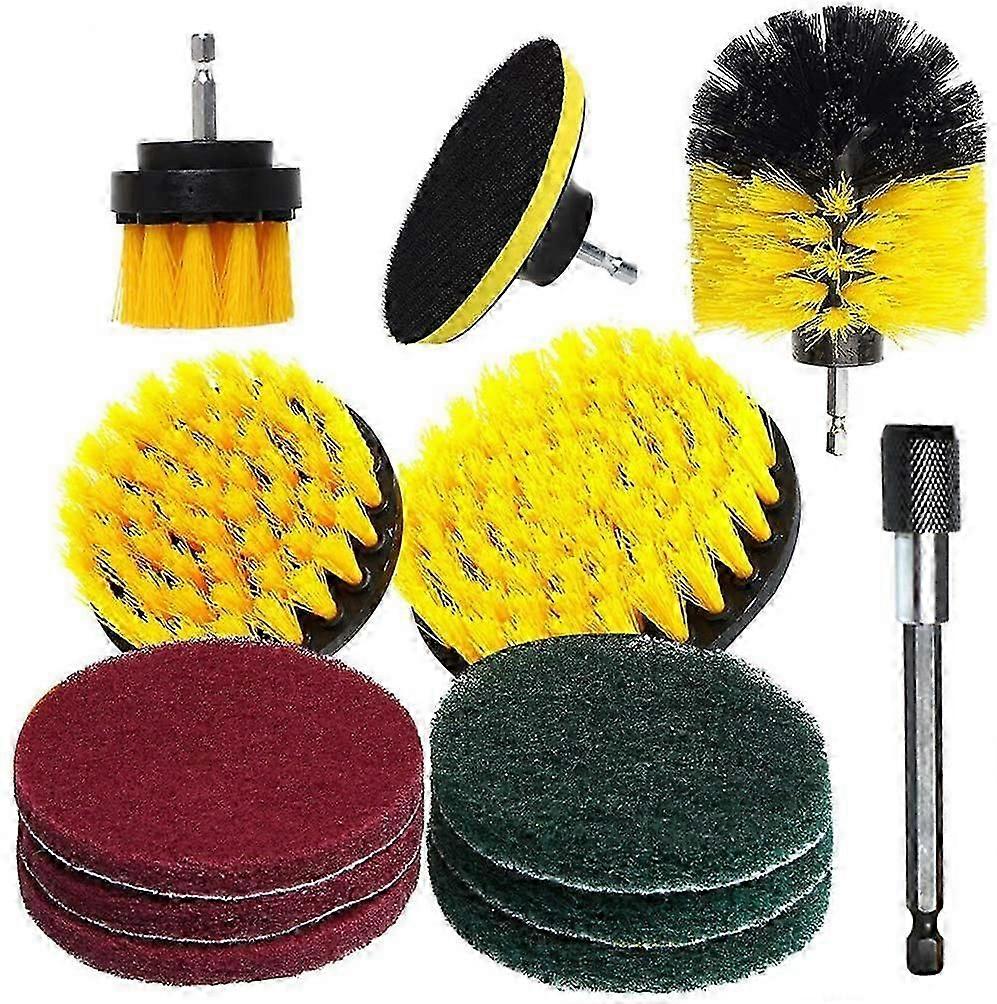 12Piece Drill Brush Attachments Set, Power Scrubber Brushes For Drill, Scrub Pads,Buffing