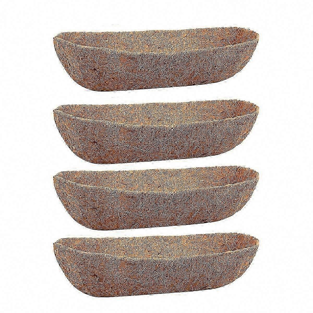 4 Pack 24 Inch Coconut Liners for Wall Planters, Window Baskets & Deck Railings - Natural Trough Liners