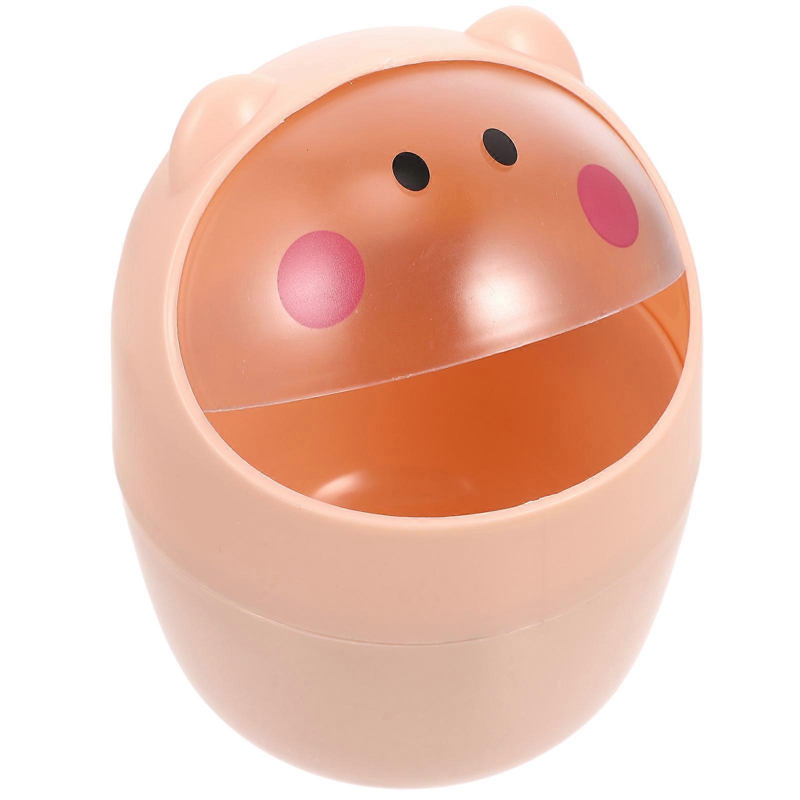 Pink Flip Lid Trash Can for Storing 1Pcs Mini Desktop Plastic Bin