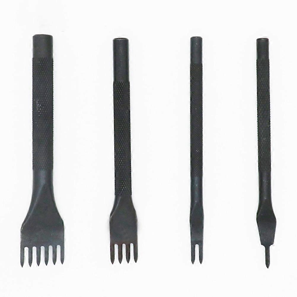 Black Punching Tool for Leatherworking with Comfortable Handle and Durable Steel Construction 6 Teeth
