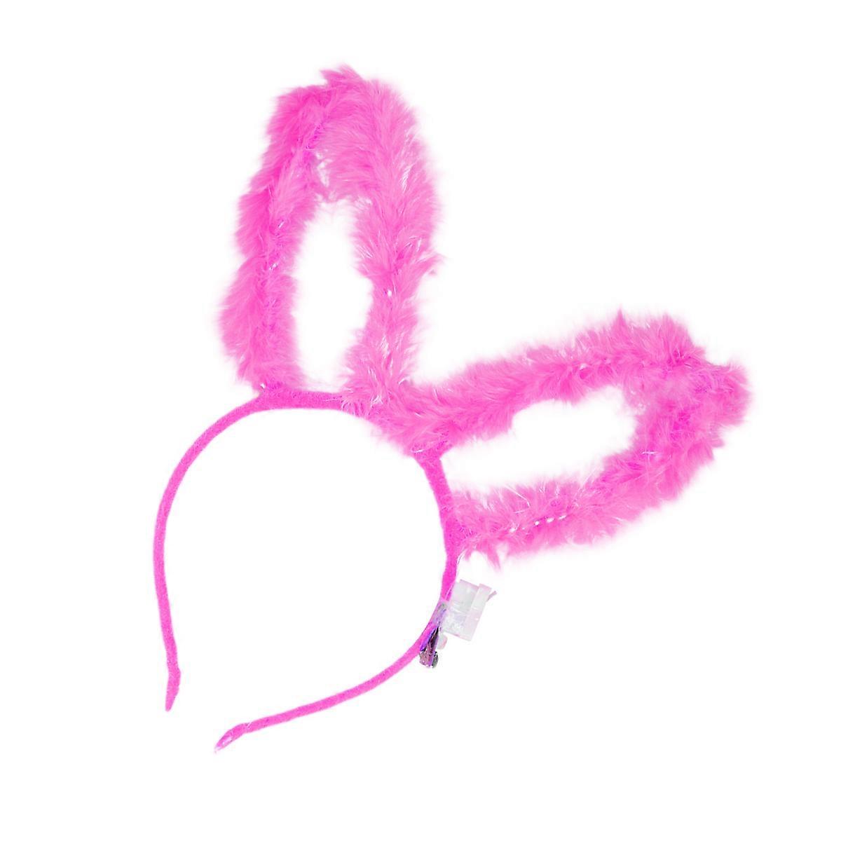 1PC LED Glowing Hair Band with Rabbit Ears Luminous Headband for Party Rosy
