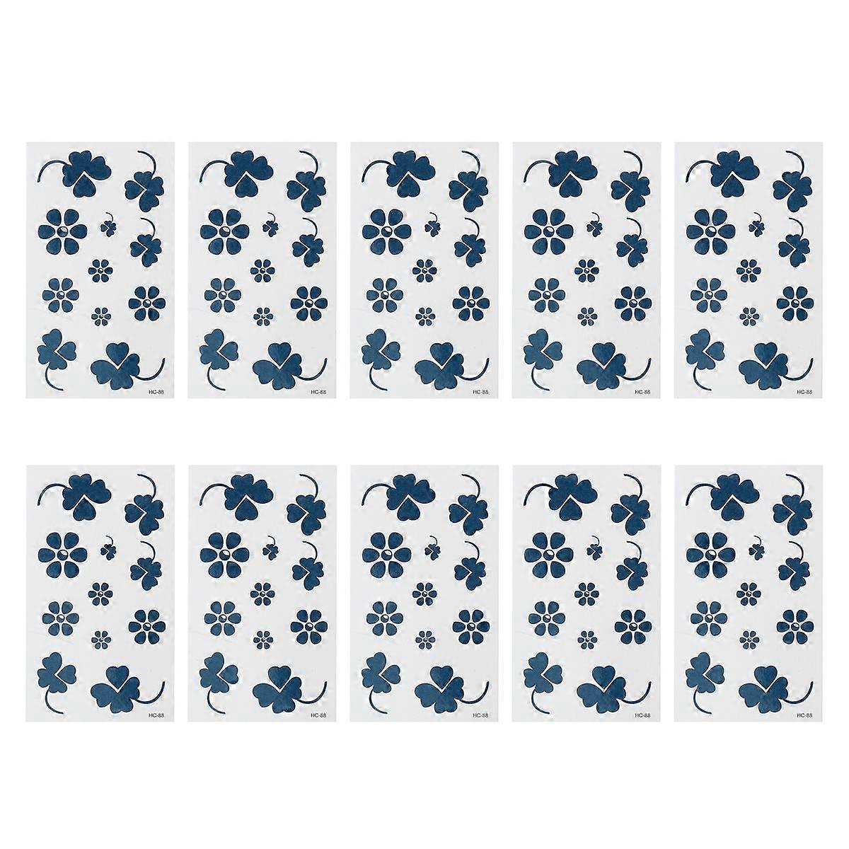 Shamrock Stickers Temporary Waterproof Self-Adhesive Multi-Colored 10 Sheets For Party Festival