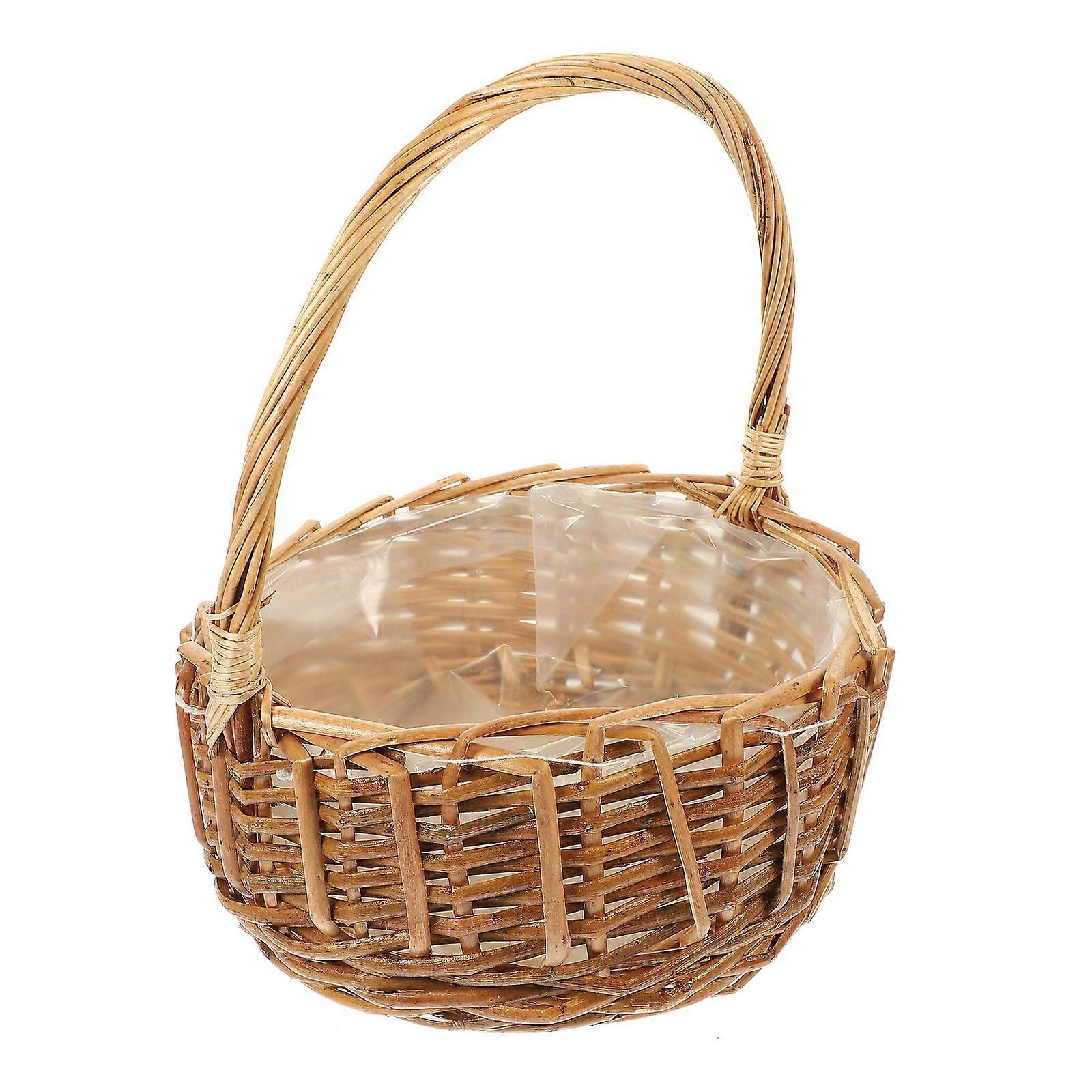 Decorative Handheld Flower Basket Rattan MultiPurpose Event Planners 7.9×7.9×9.4in 1Set