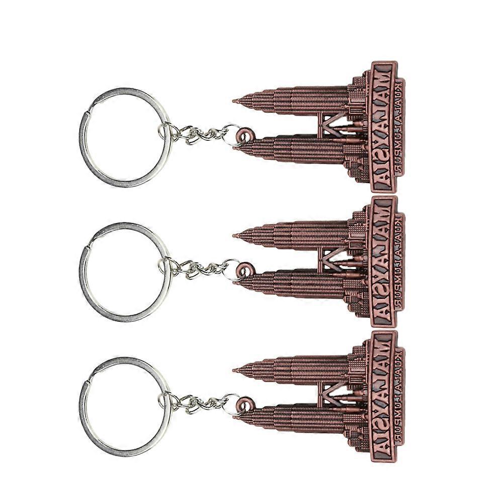 Twin Tower Keychain for Holding Keys 3Pcs Creative Key Holders Brown Color