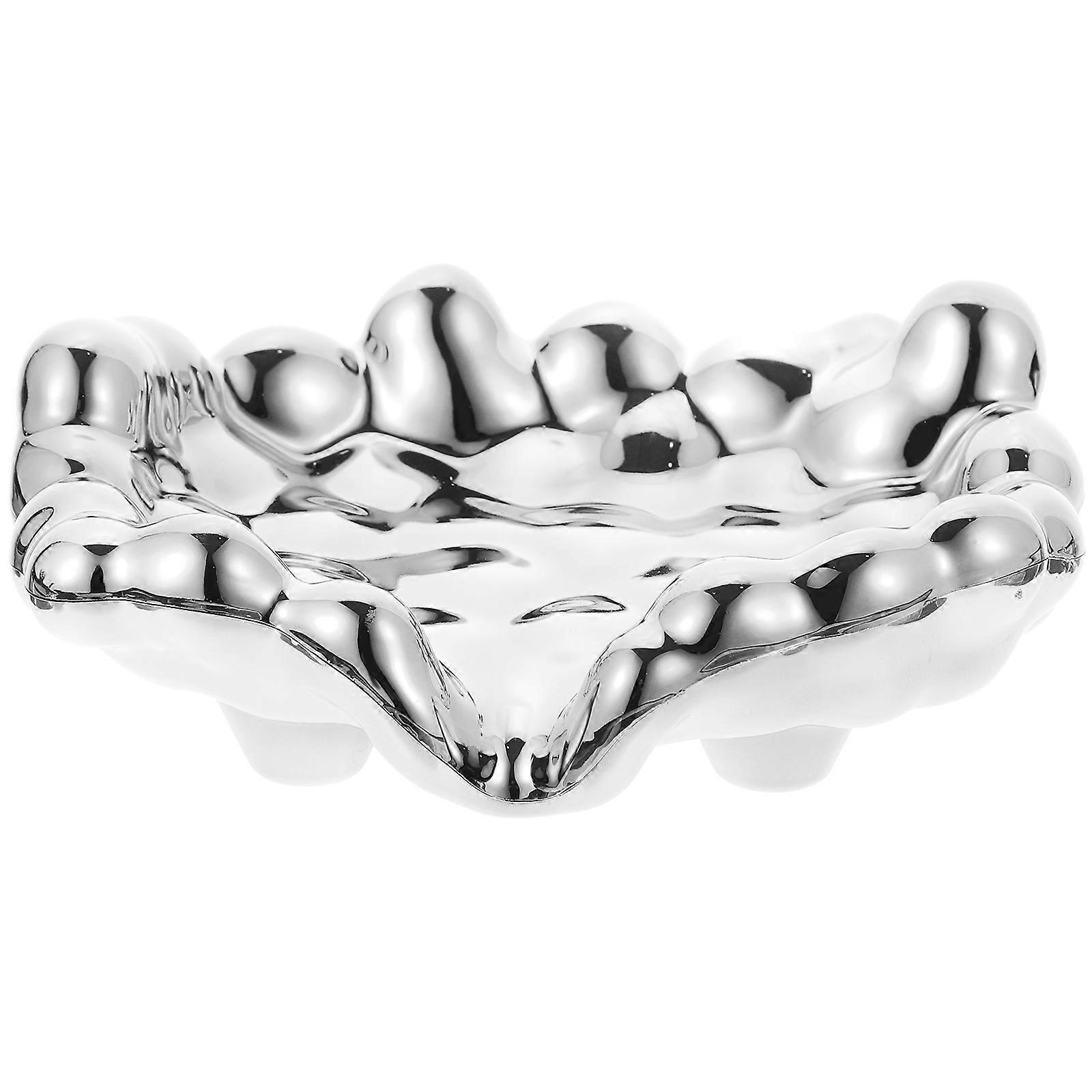 Irregular Self Draining Soap Dish Holder for Bathroom with ABS Material Silver Color