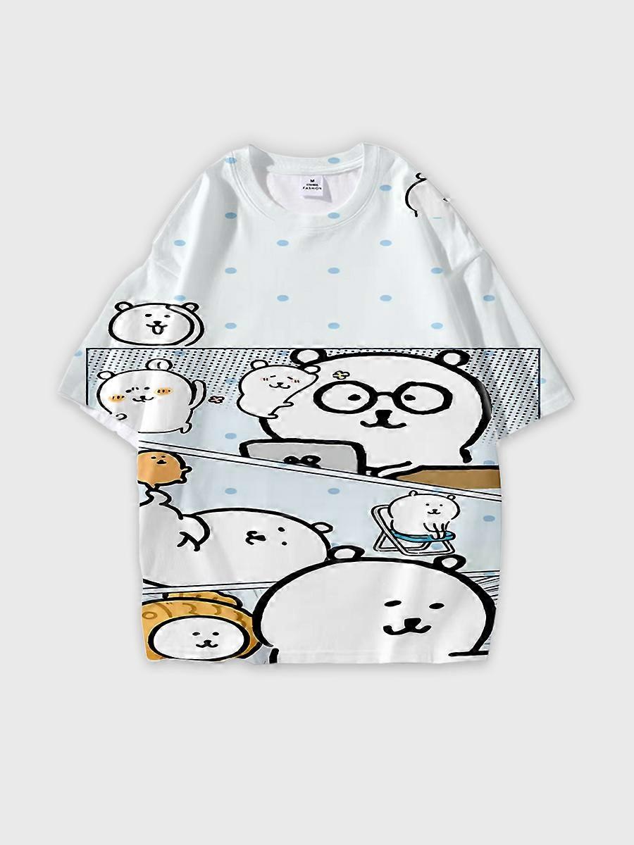 T-shirt round neck Comic book Role Pattern loose short sleeve D3090