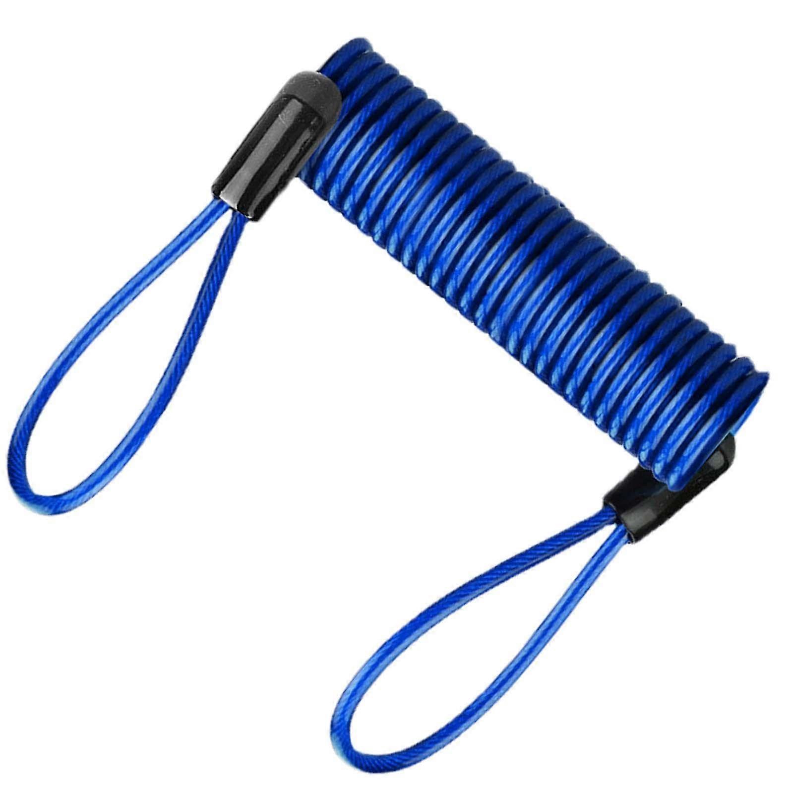 Bicycle Helmet Lock Cable Double Loop Safety Spring Cable for Scooter Motorcycle Bike Blue