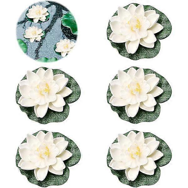 5 Pcs Floating Water Lilies, Artificial Water Lily, Foam Lotus Flower Floating Decorations, Artificial Water Lily