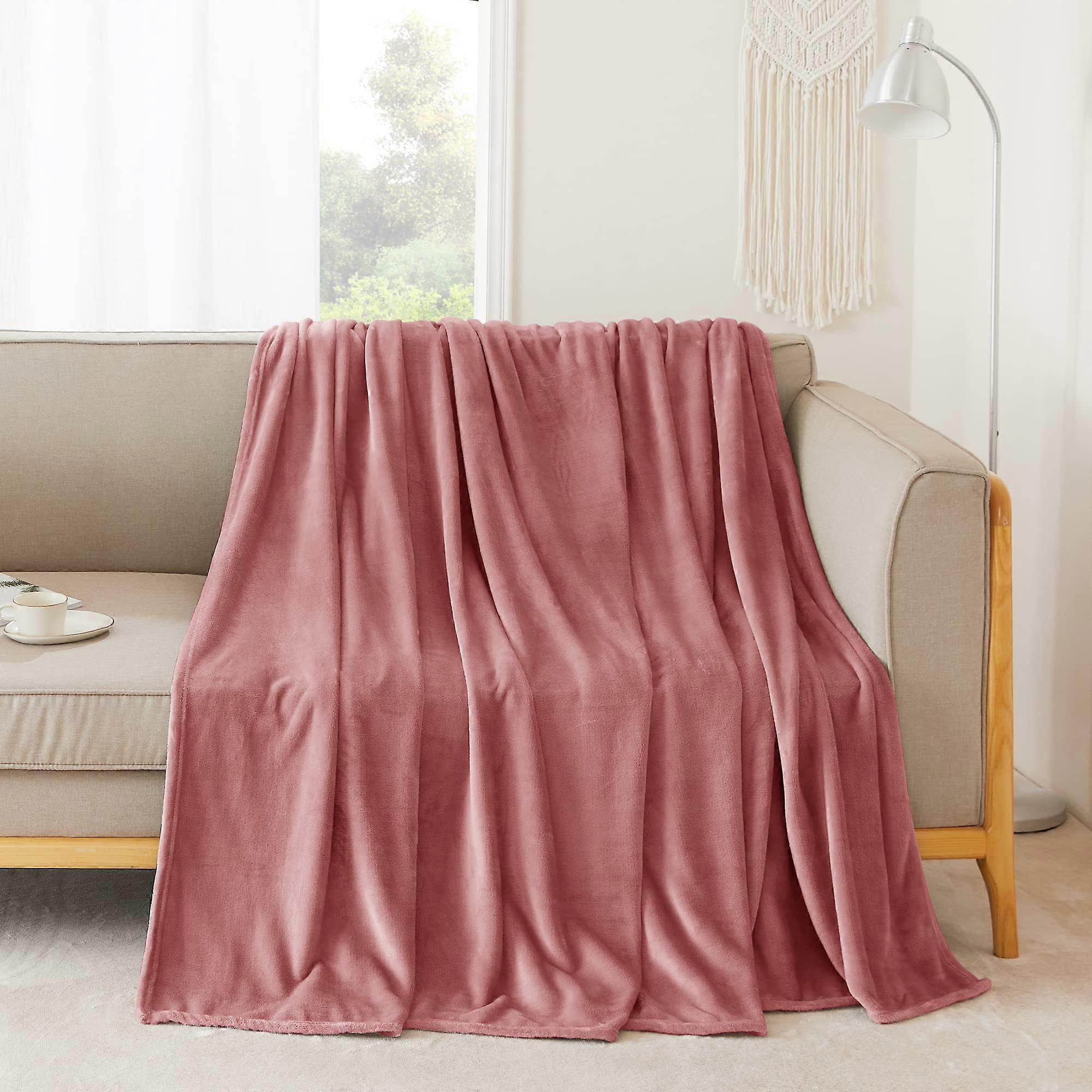 Fleece Throw Blanket for Couch, Fluffy Cozy Super Soft Flannel Blanket (60x80, Pink)