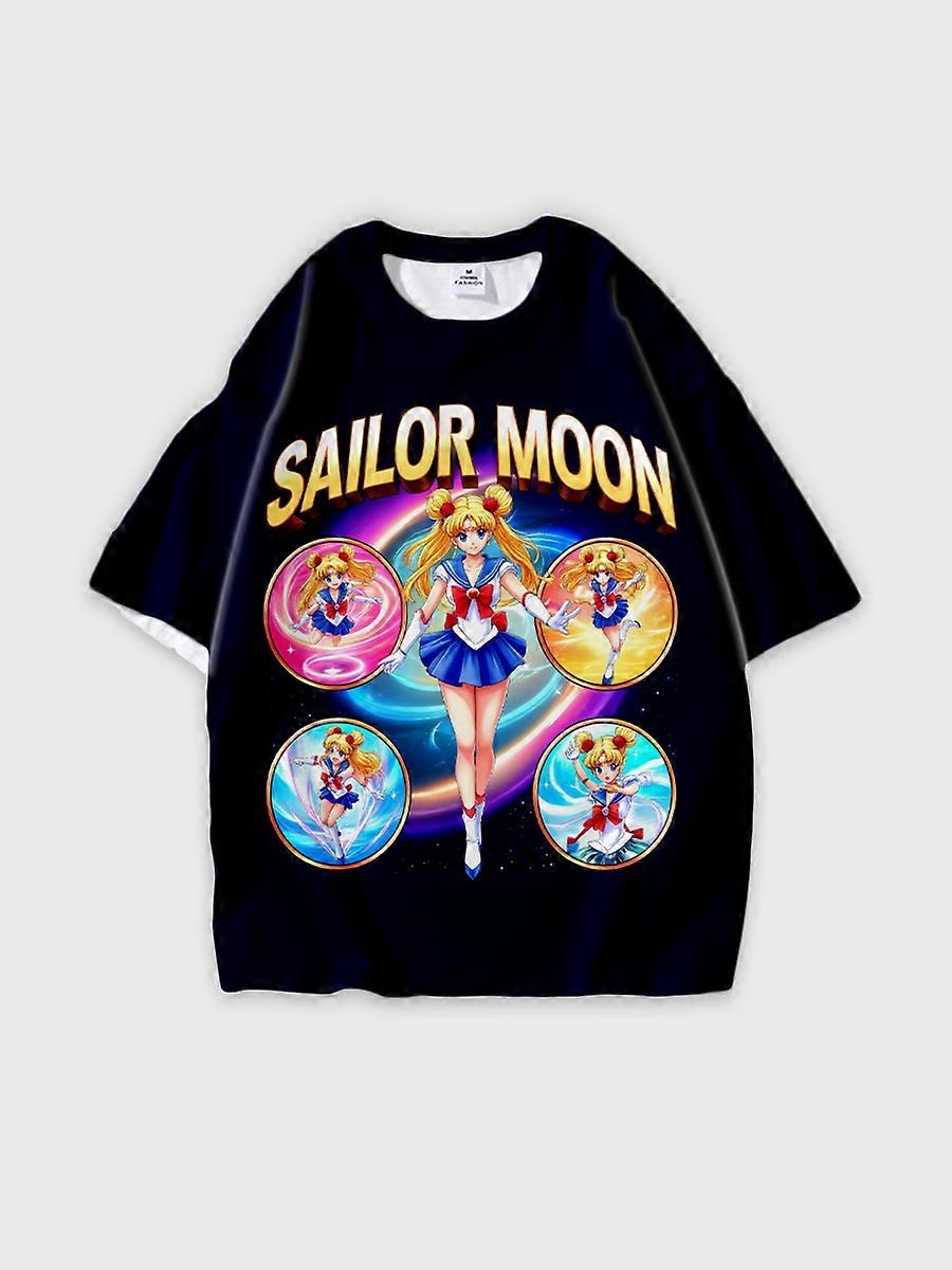 T-shirt round neck Role Pattern loose short sleeve E2838