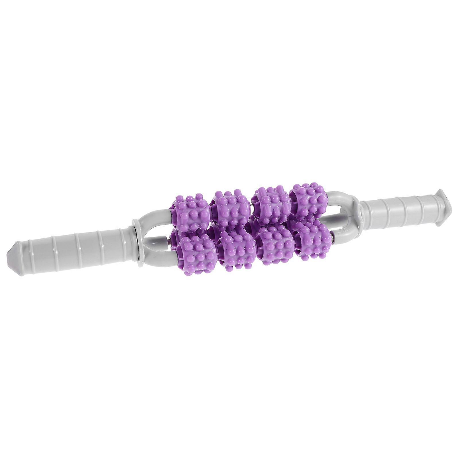 Purple Massage Roller Stick for Deep Tissue Relief Portable Fitness Tool with Unique Design for Legs Back and Neck 7.5 inches