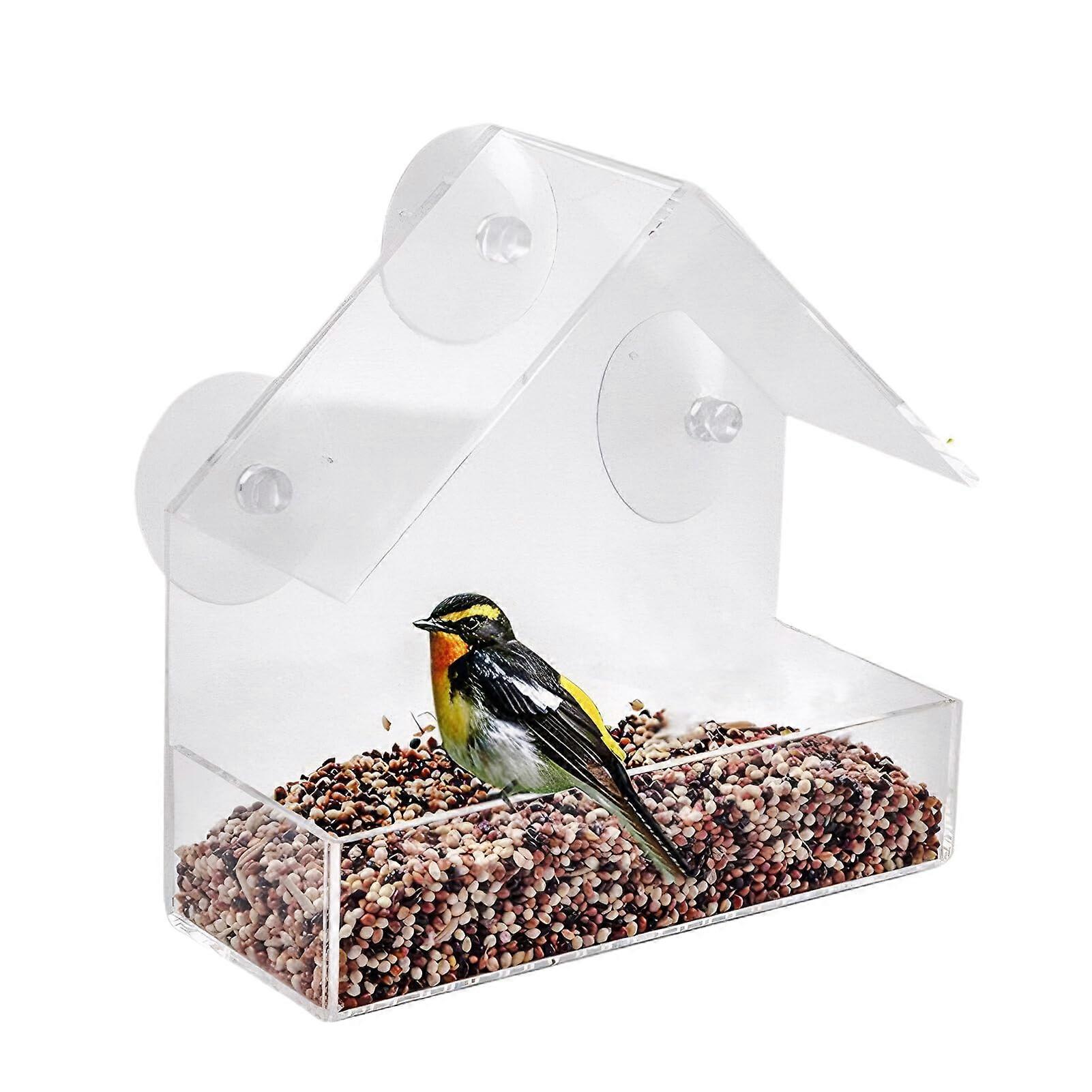 Transparent acrylic birdhouse, no assembly required, window birdhouse with strong suction cups, THREE
