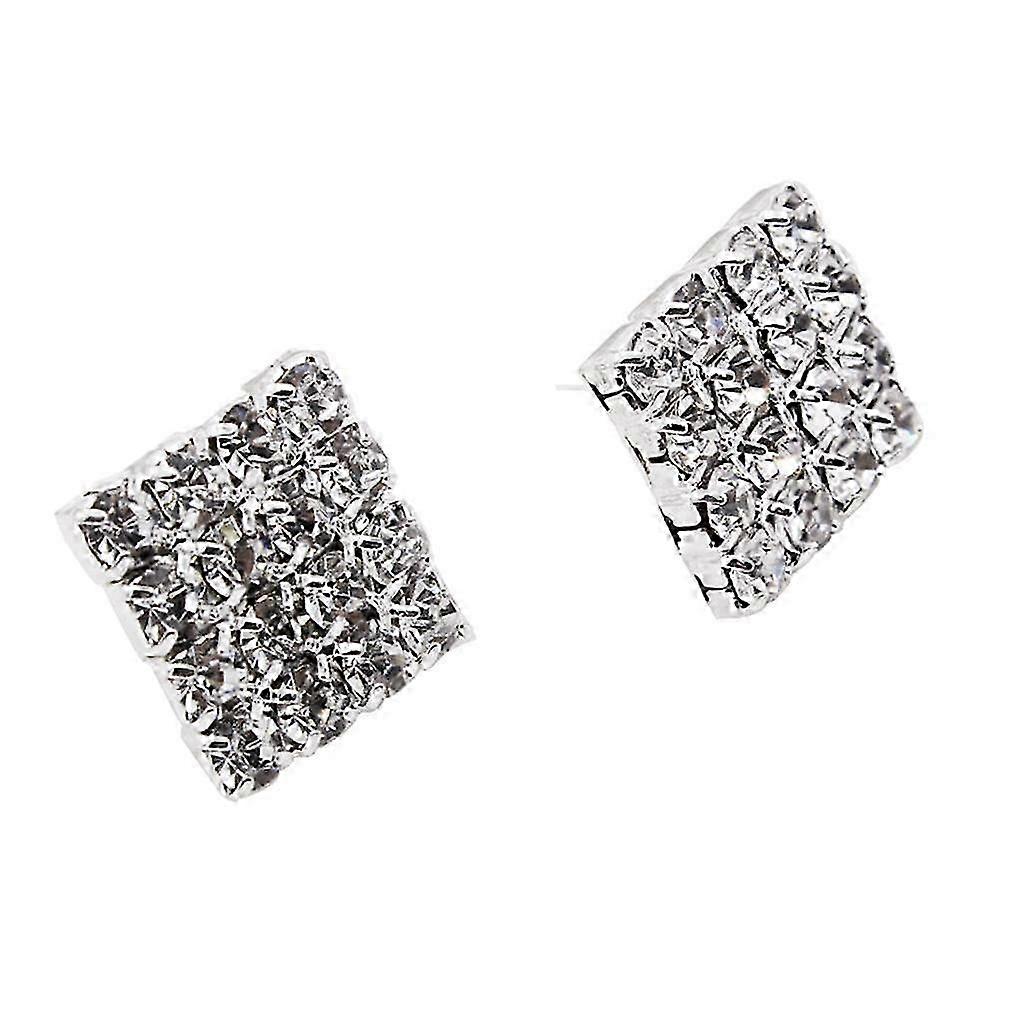 2025 Rhinestone Earrings Geometric Square Ear Stud