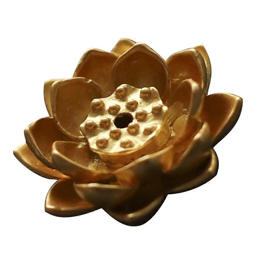 Incense Burner Holder Simple Design Lotus Shape Censer for Home Decor Homeware in Golden Color 1Pc