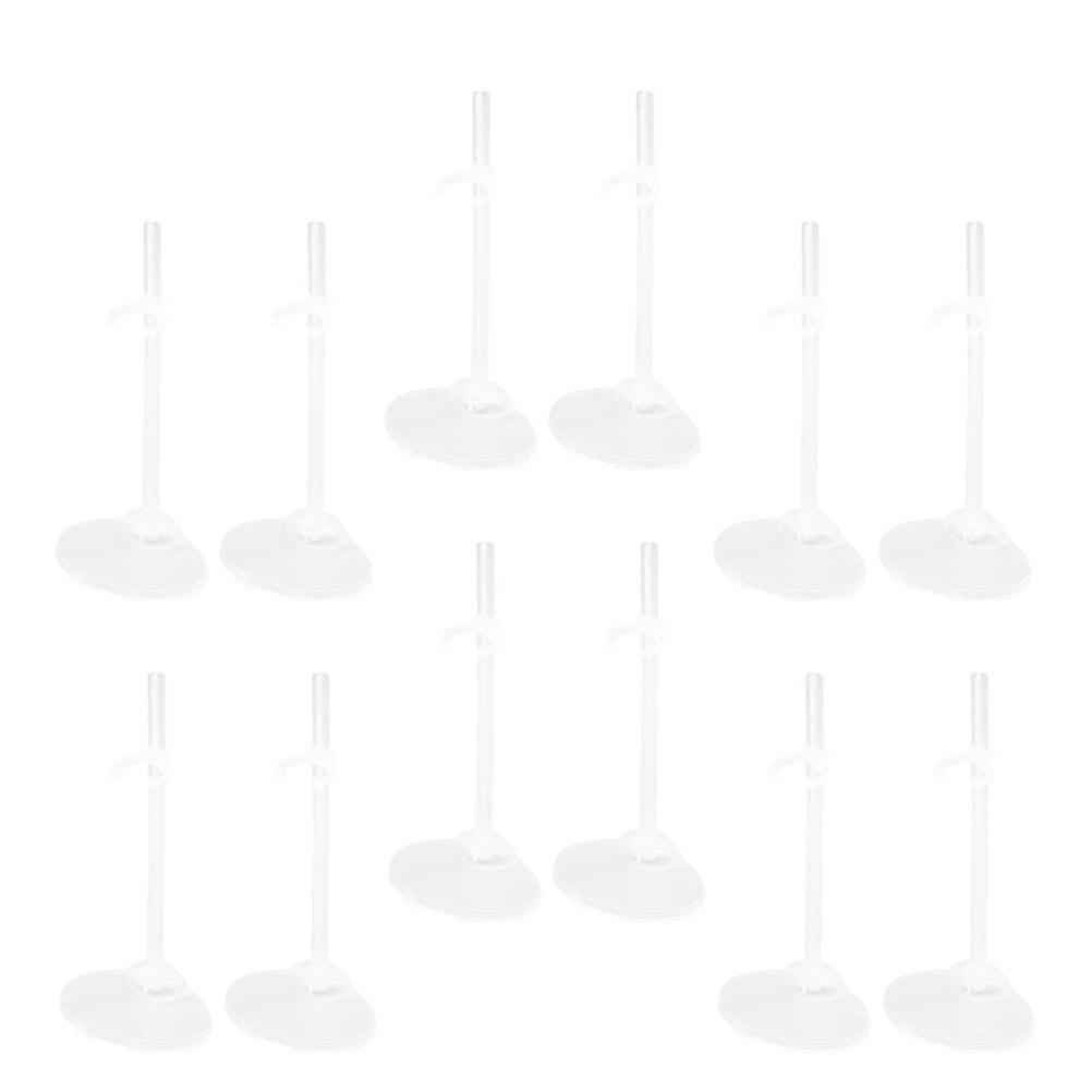 White Plastic Doll Stand Rack with Adjustable Support for Firm Display and Smooth Surface Stability 12 Pcs