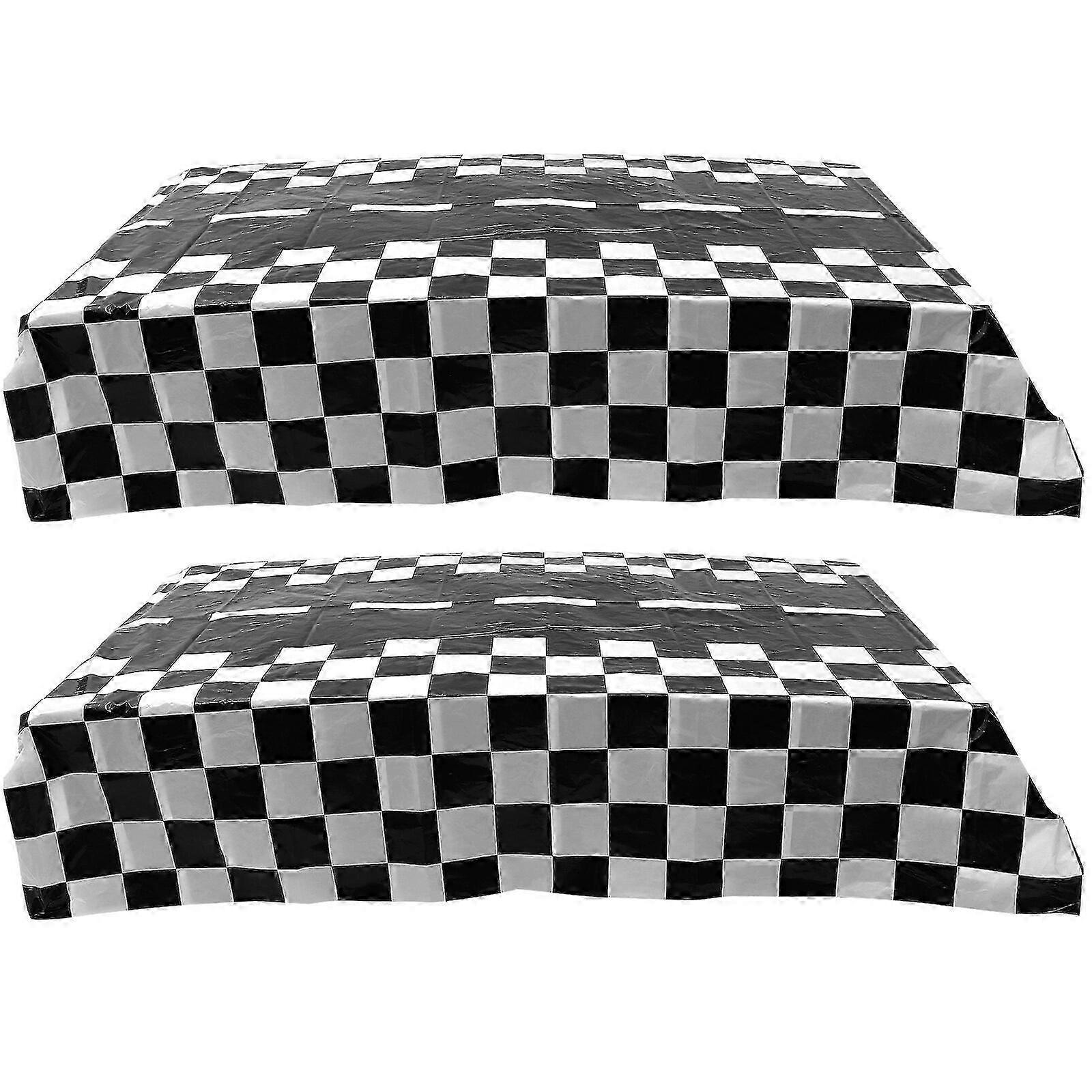 2025 2pcs Picnic Table Cloth Single Use Checkered Tablecloth Racing Party Tablecloth