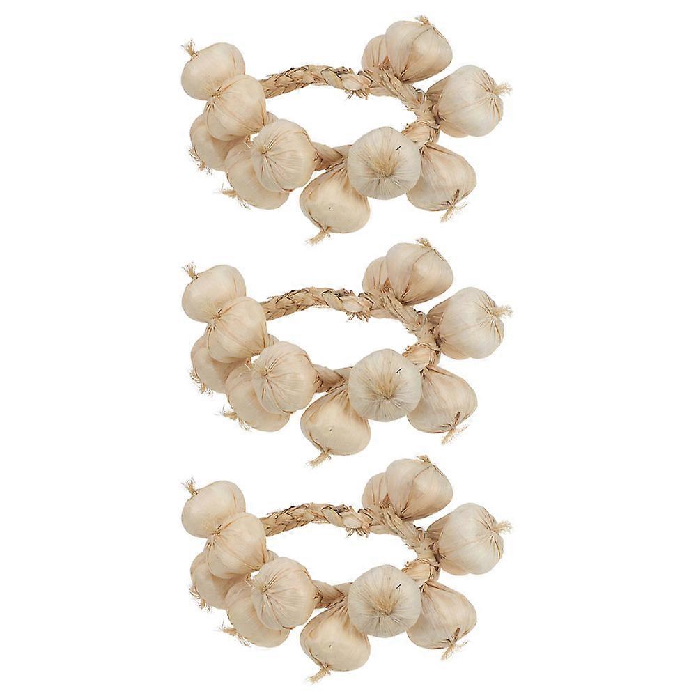 Simulation Garlic Hanging String Props 3Pcs Photo Props Versatile Decor Artificial Garlic Model Educational Toy Cognitive Development