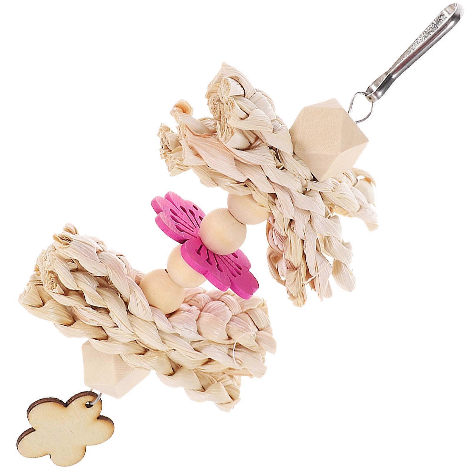 Parakeet Biting Toy Corn-Shaped Wooden Toy For Birds 21.5X8.5Cm Entertainment 1 Set