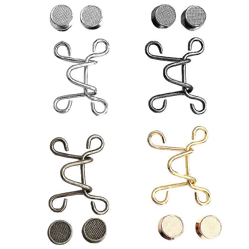 Nail-Free Buttons Metal Jeans Buckles for Waist Adjustment 4Sets Included