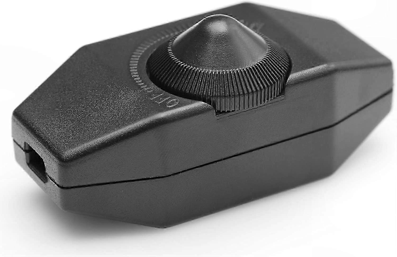 60W Dimmable LED Rotary Switch, 220-230V In-Line Dimmer with On/Off Control, Black