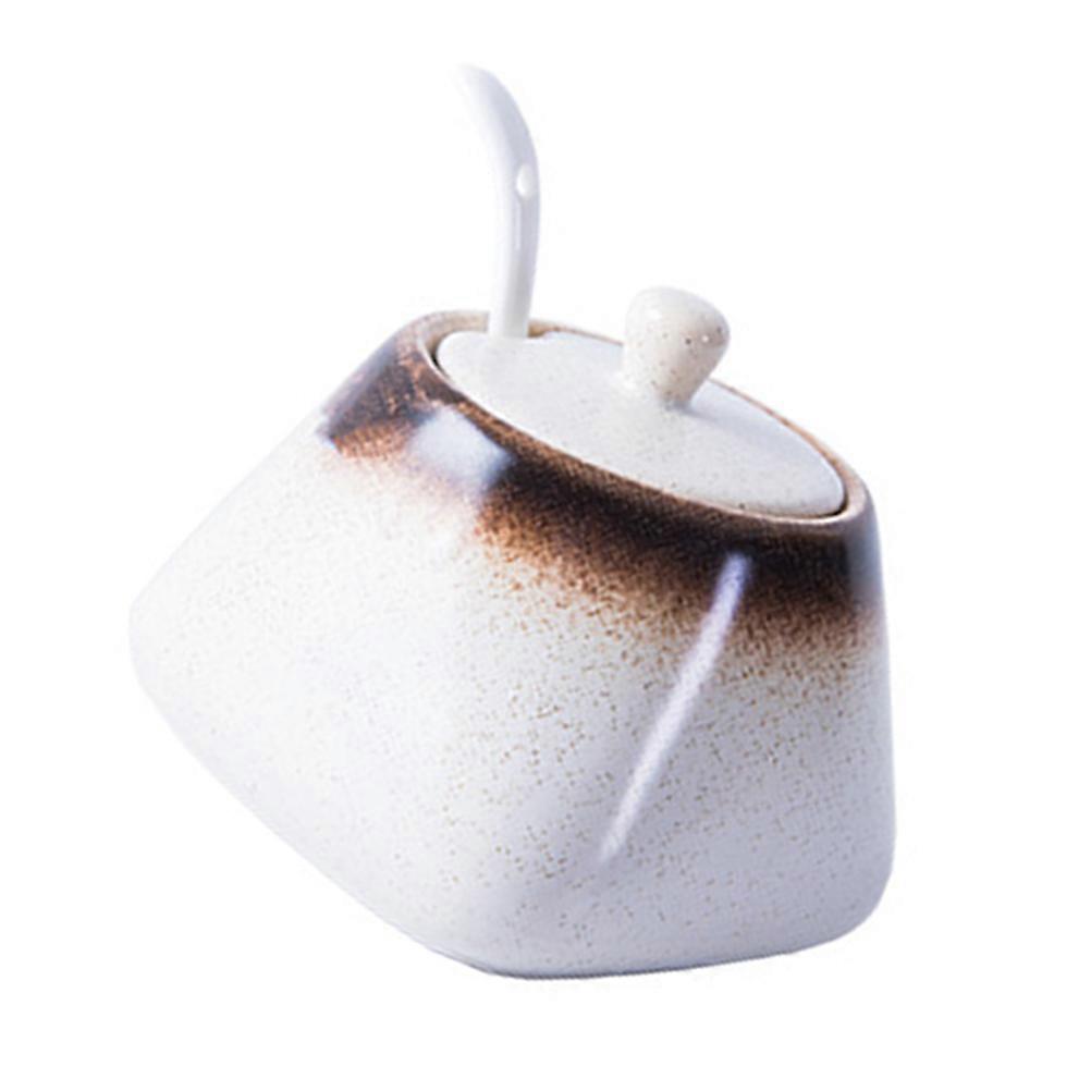 Ceramic Sugar Bowl and Salt Pot 2pcs Practical Seasoning Container Condiment Spice Jar Holder for Home Kitchen