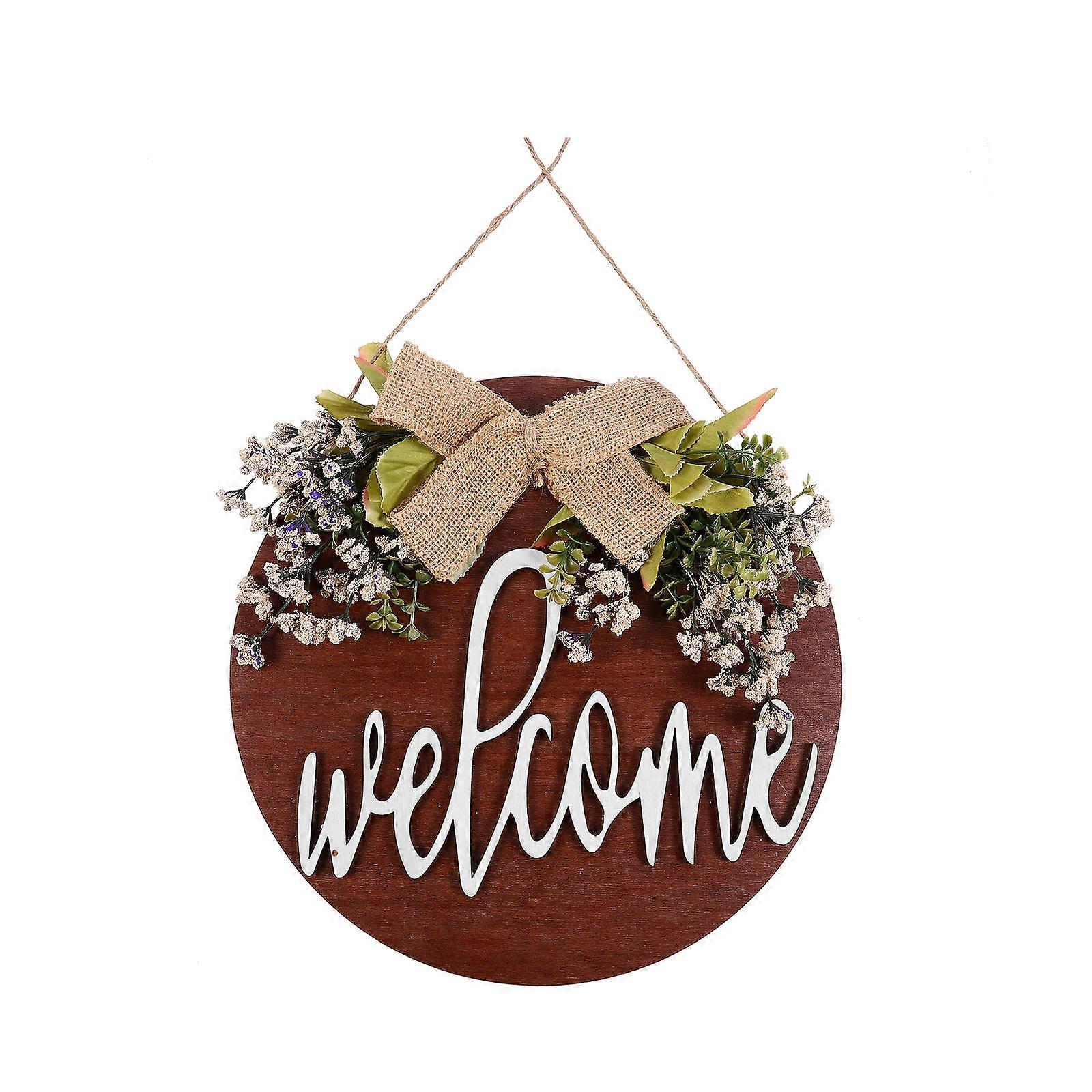 Stylish Door Sign Hanging Pendant Welcome Decorative Plaque Crafted from Plastic in Coffee