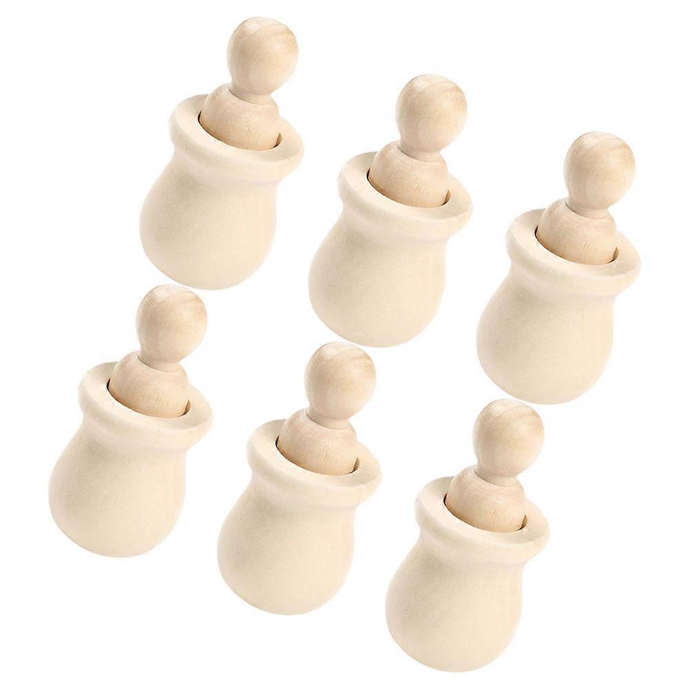 6pcs Unfinished Wooden Peg Dolls for DIY Crafts, Painting, Imaginative Play & Home Decoration – Blank Wood Figures for Creative Projects