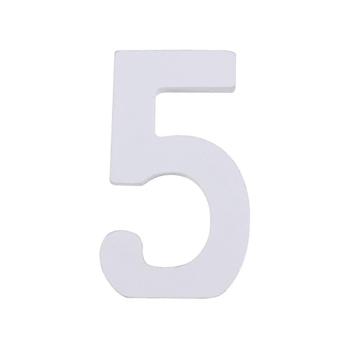Wooden Wedding Table Number Card White DIY Paintable Precision Cut for Birthday Party Decoration (Number 5 8cm)