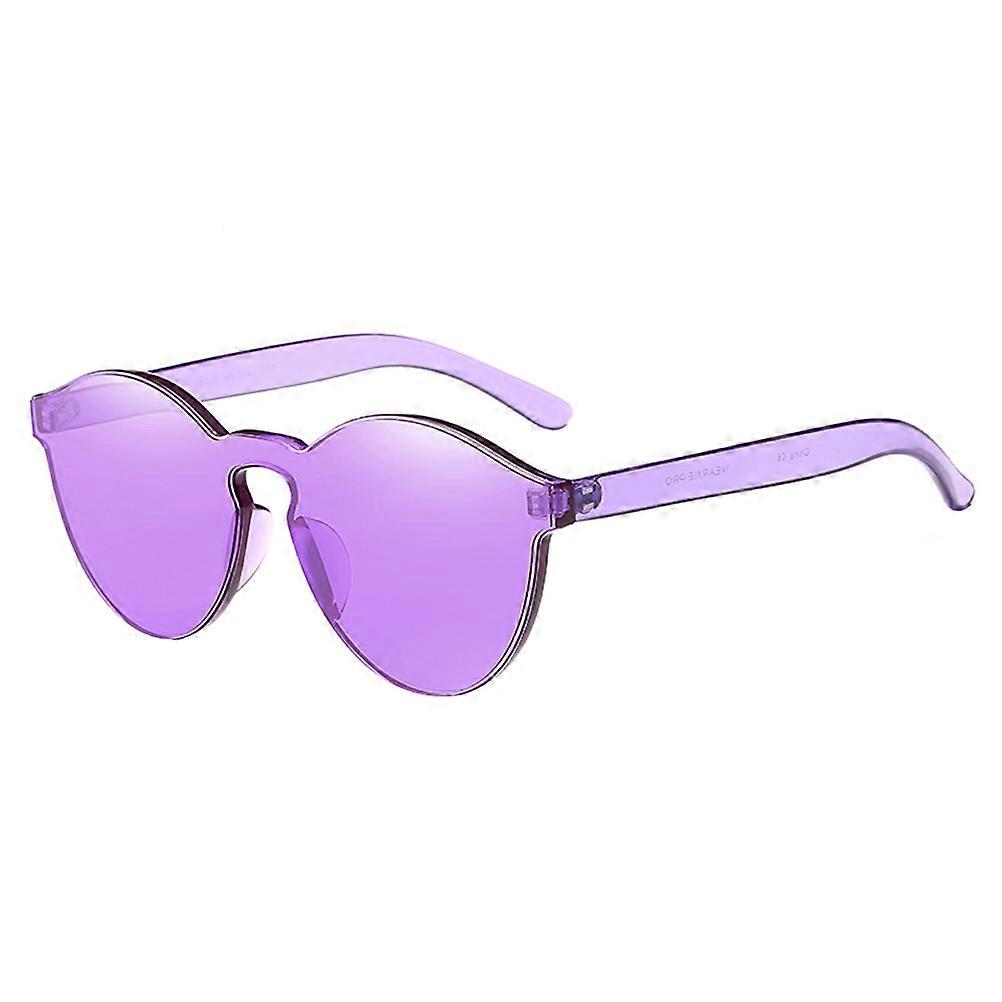 Rimless Sunglasses with UV 400 Protection for Women and Men PC Material Violet Color