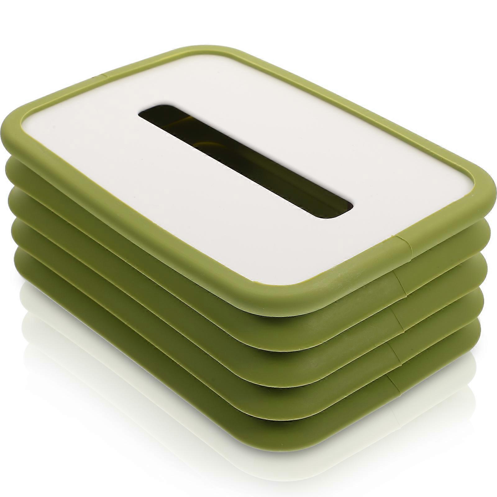 Silicone and ABS Tissue Box Green Color for Home with Folding Design and Decorative Touch 7.8 x 4.5 x 3.1 inches