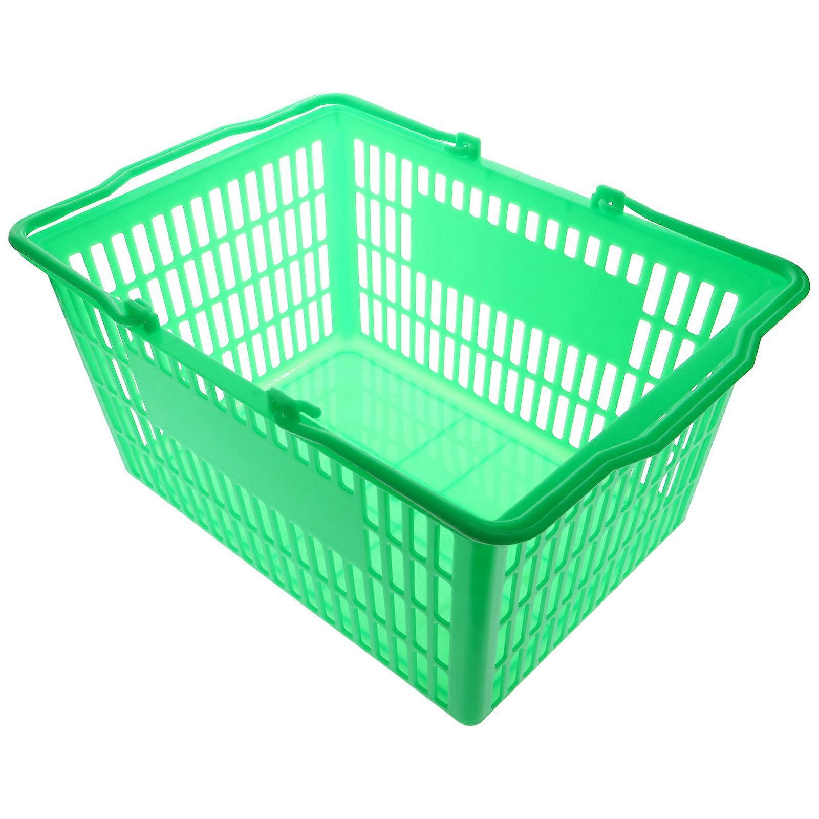 Portable Grocery Basket Container For Shopping 39.00X29.00X20.00CM Green Material Thickened Design 1Pack