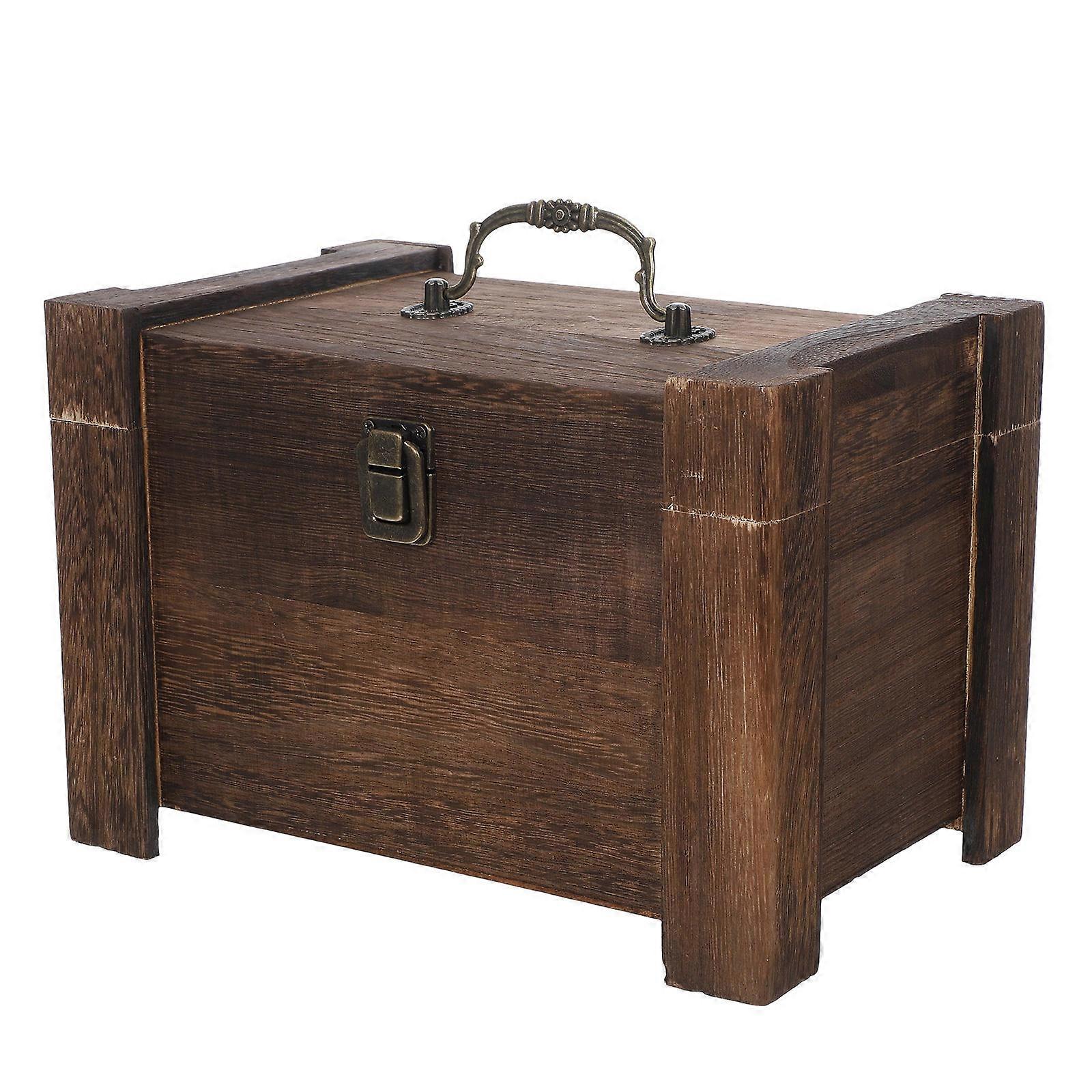 Vintage Wooden Tea Storage Box for Home Use Made from Wood and Iron Material 7 Inch