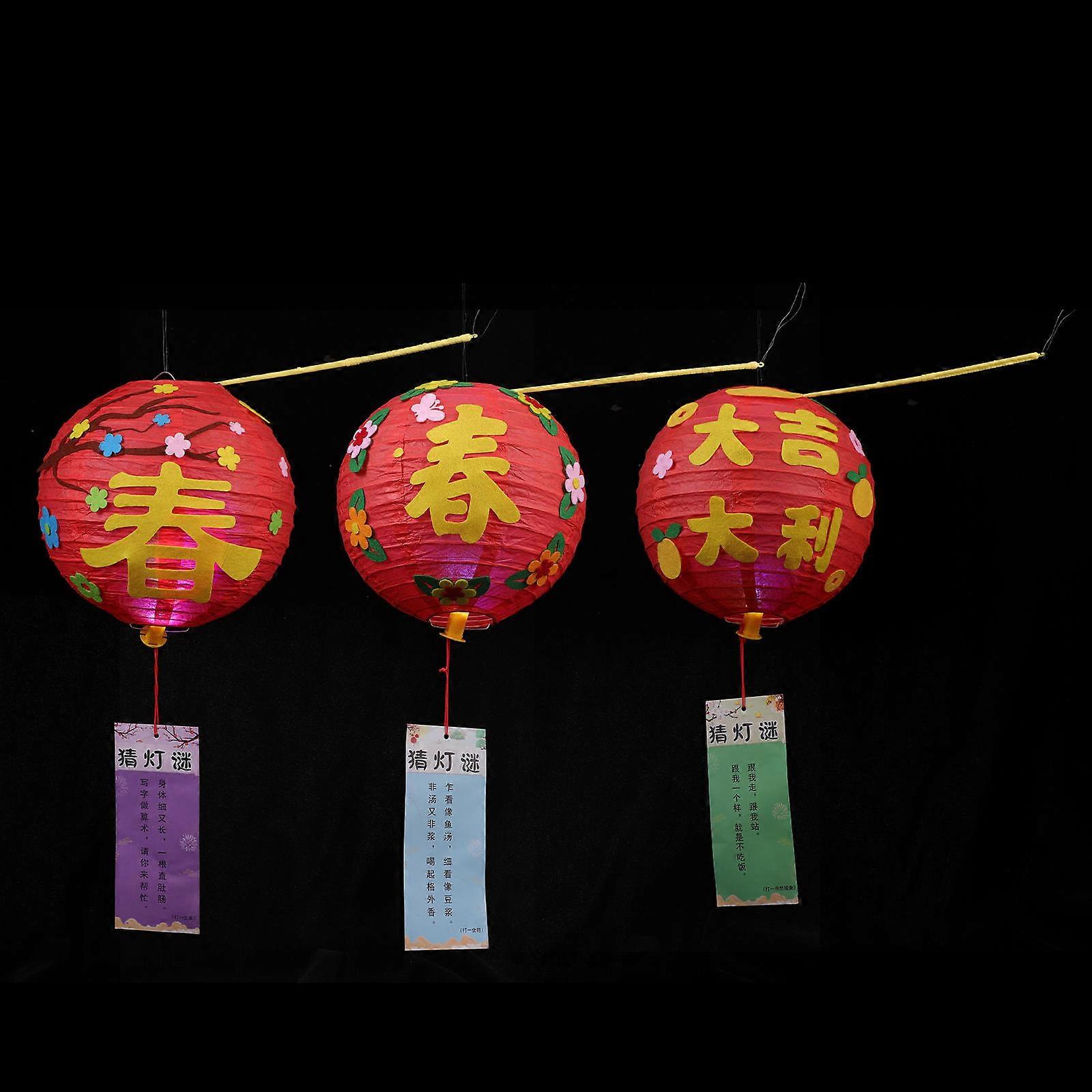 DIY Handheld Lantern Kit For New Year Festivals With Assorted Color Decorative Lighting 3 Pcs