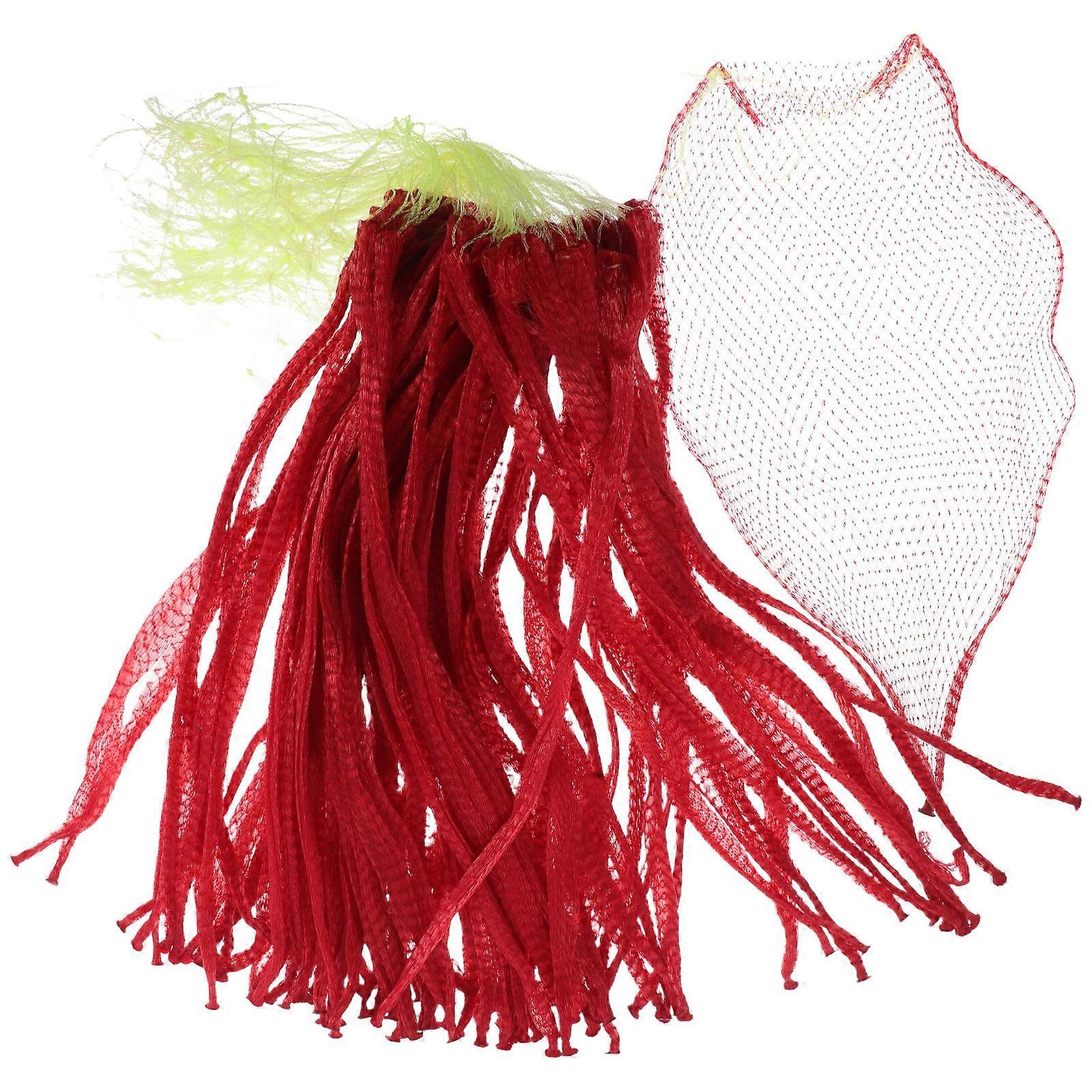 100Pcs Heavy-Duty Drawstring Mesh Bags For Produce Net Breathable And Reusable Fruit Protection Red Color For Agricultural Use