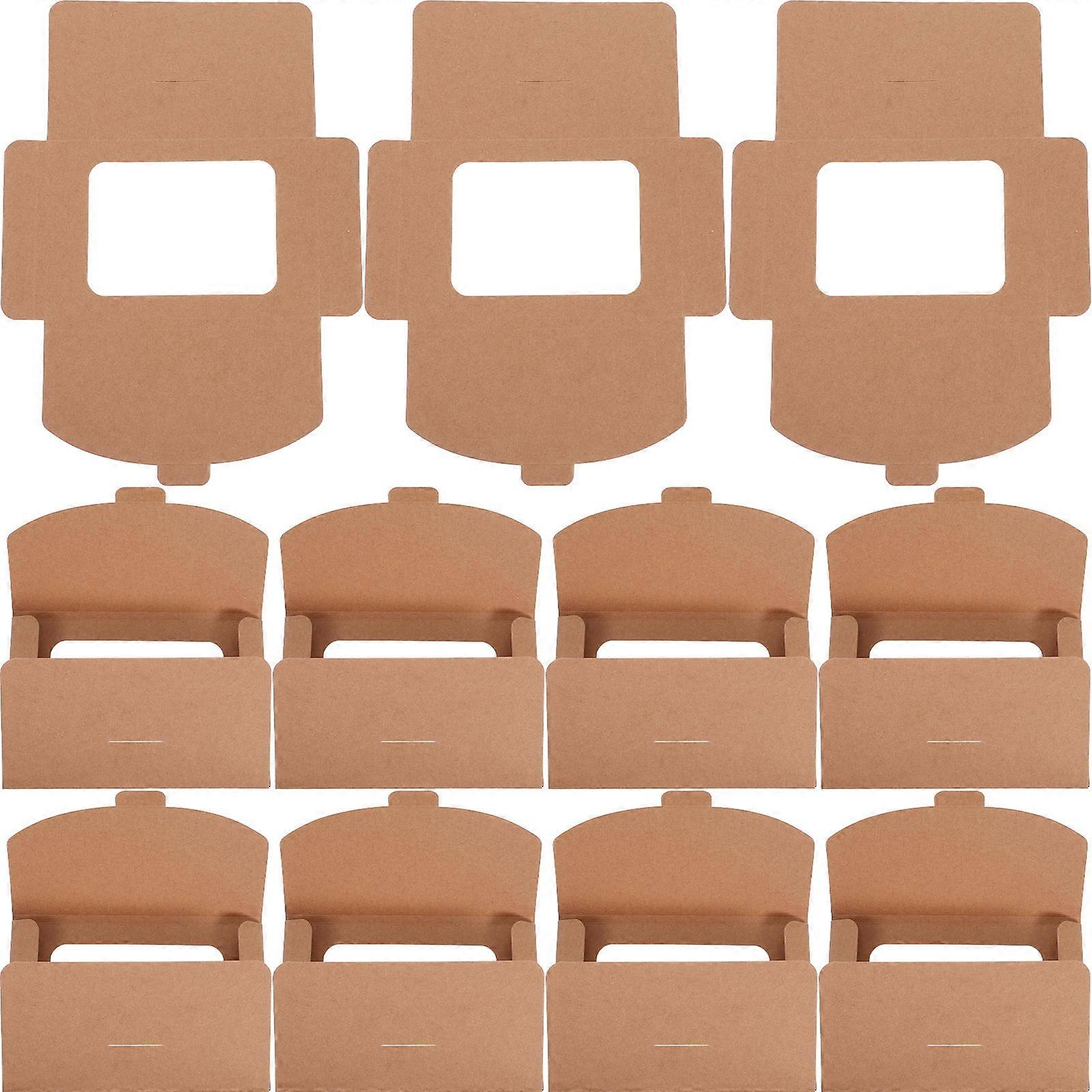 50pcs Khaki Kraft Paper Storage Boxes with Clear Window for Greeting Cards and Small Items 4.5x3.2