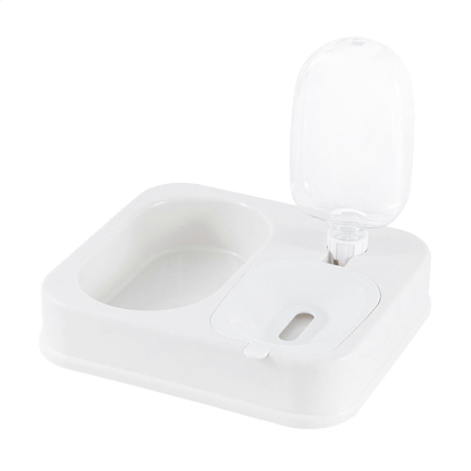 Cat Feeding Bowl Automatic Cat Feeder - 2-In-1 Food And Water Dispenser For Cats White