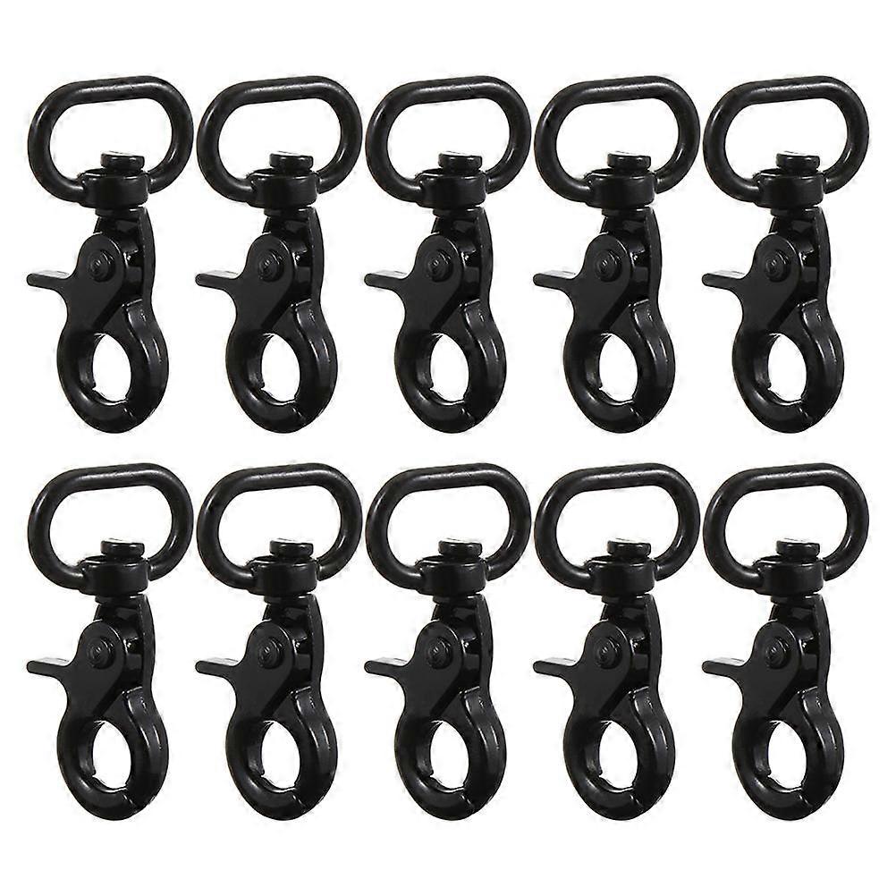 Swivel Snap Hook 10Pcs Easy To Operate Replacement Buckle For Accessories DIY Projects Black Zinc Alloy
