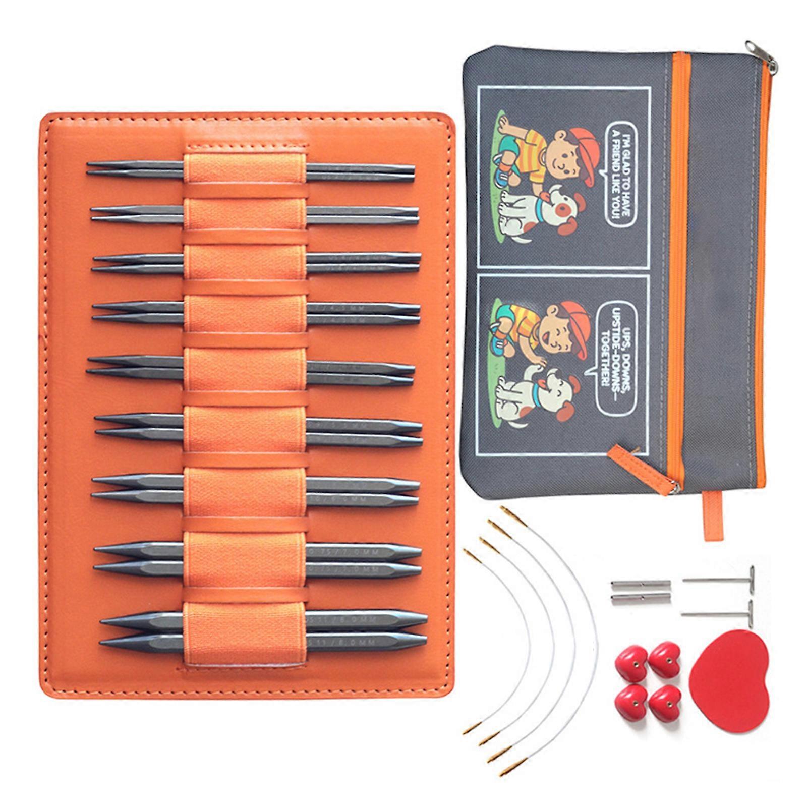 9Pairs Interchangeable Circular Knitting Needle for Beginner 3.5mm-8.0mm Aluminum Knitting Needle with Storage Bag Multicolor