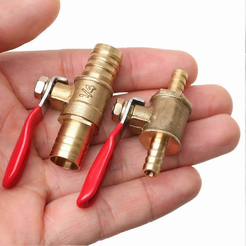 Hose Connector Brass Ball Valve Inline Design with Lever Handle for Water Air Line, 6-12 mm, Forged Brass Body