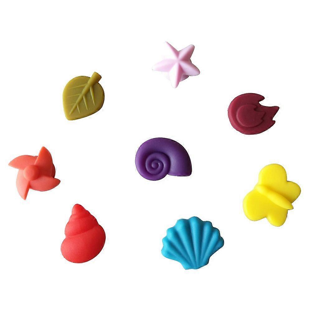 8pcs Silicone Wine Glass Marker Wine Identifier Charms Suction Cup Drinking Cup Sign (8 couleurs)