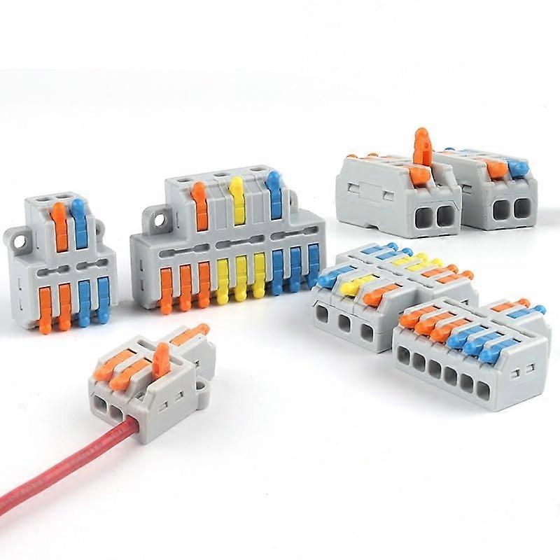 Quick Wire Conductor Connector Compact Splicing Push-In Terminal Block 1-Inch Multiple Out 5-Pack D3-6