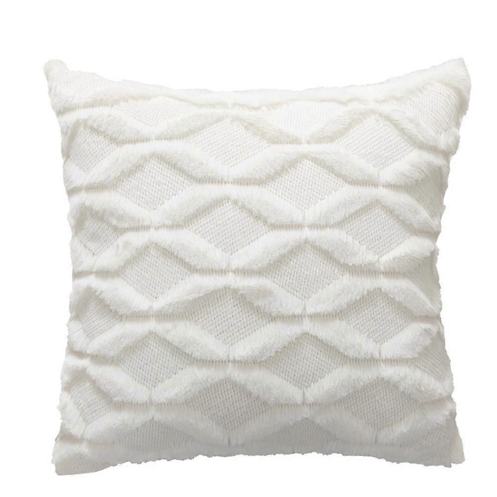 Solid color plush quilted cushion cover with rabbit design, perfect for sofa.