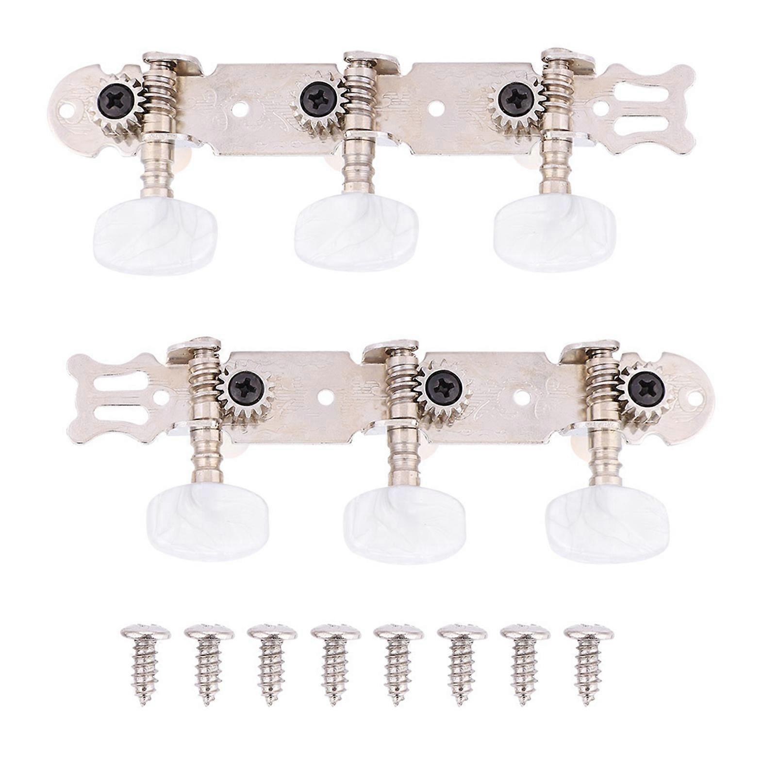 3+3 Acrylic Classical Guitar String Tuning Pegs Silver Plated